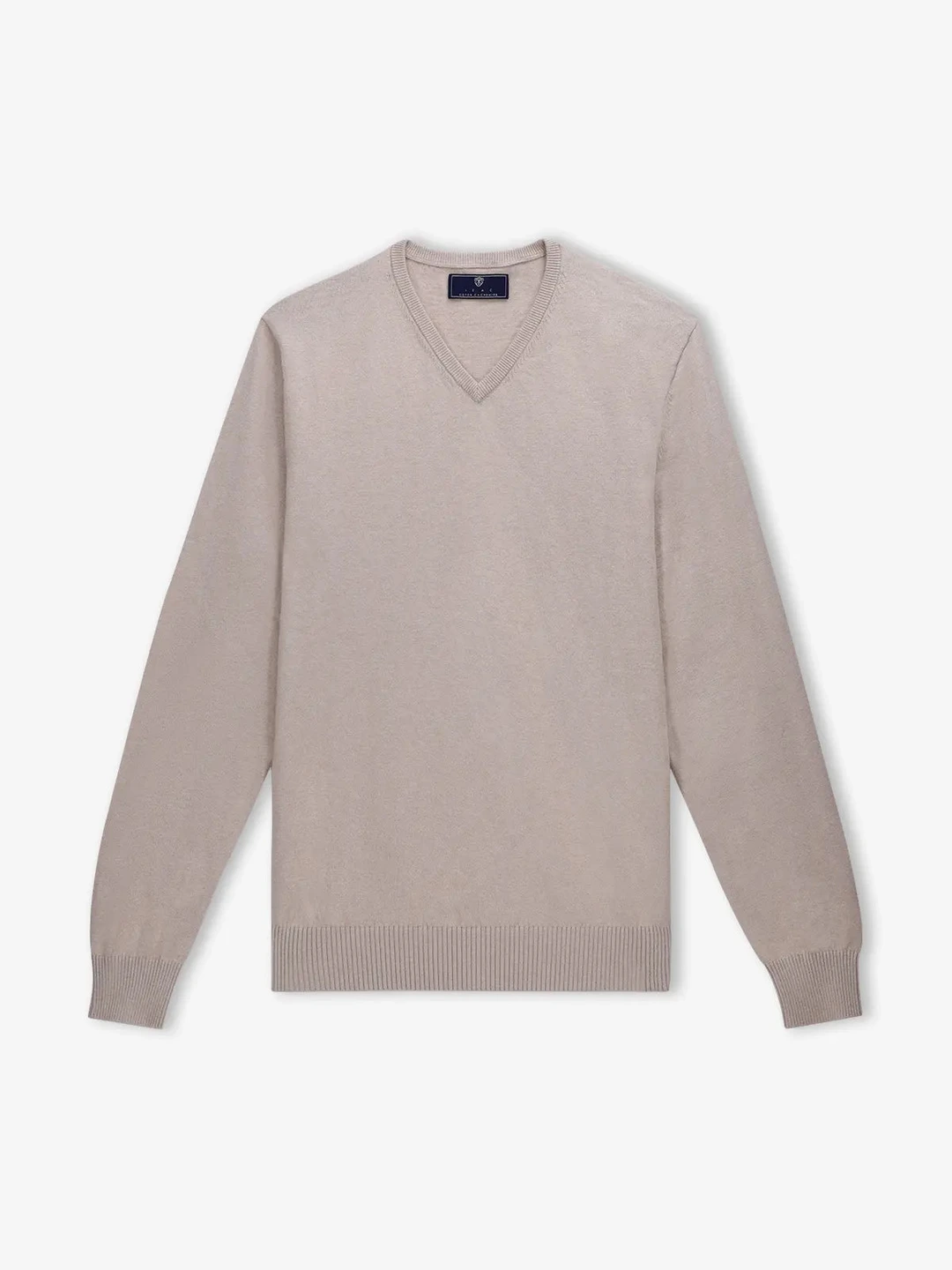 IZAC - Pull col V beige foncé