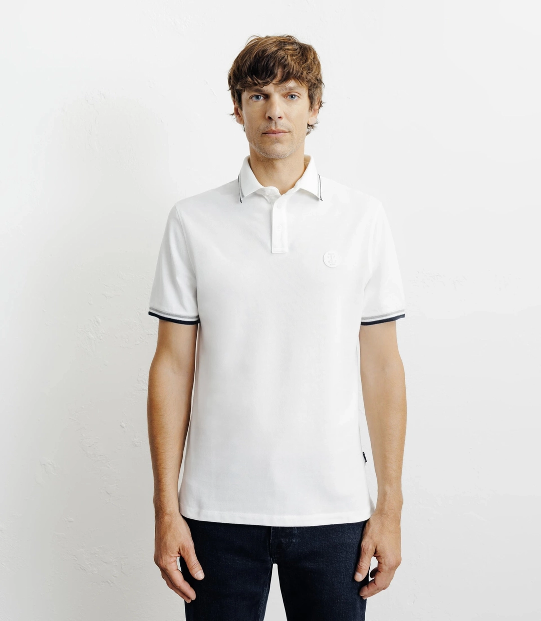 IZAC - Polo piqué boutonné blanc