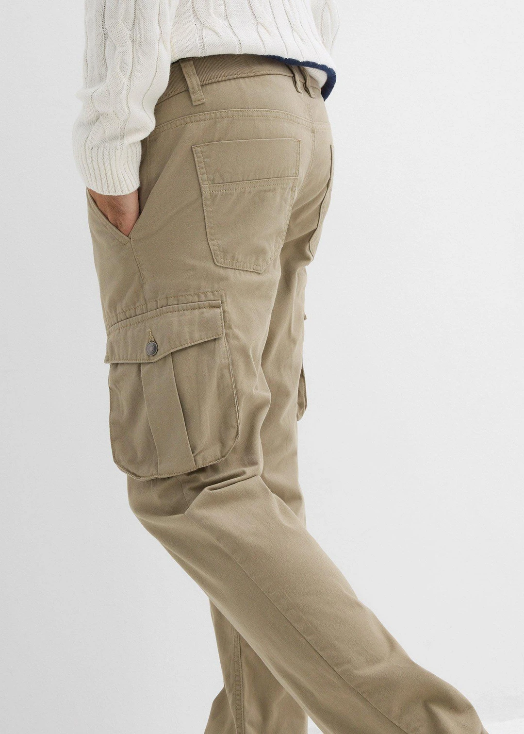 Pantalon droit cargo, regular, à taille élastiquée - 3