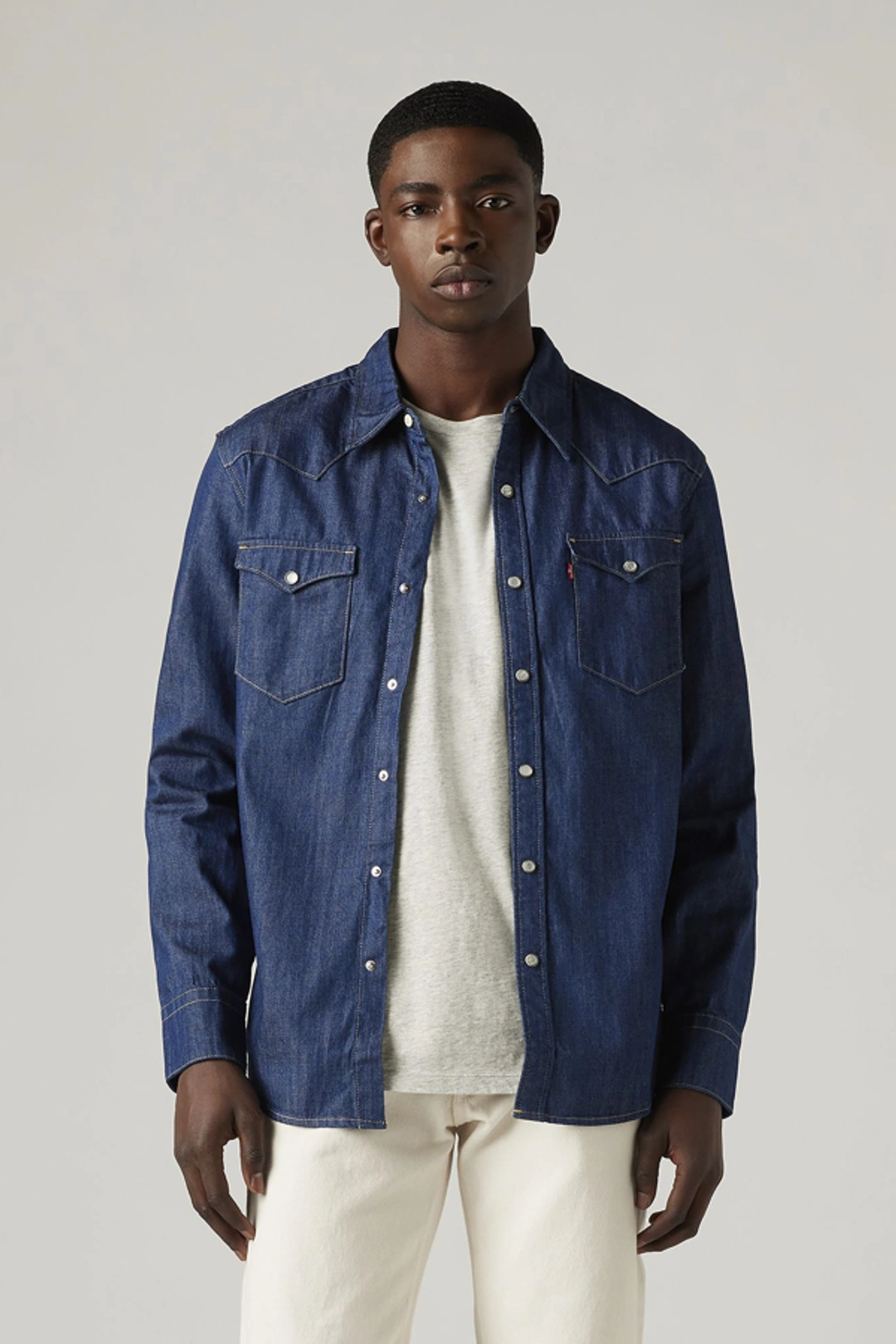 Levi's Chemise Barstow Western - Homme - Bleu / Red Cast Rinse Marbled - 2XL - 2
