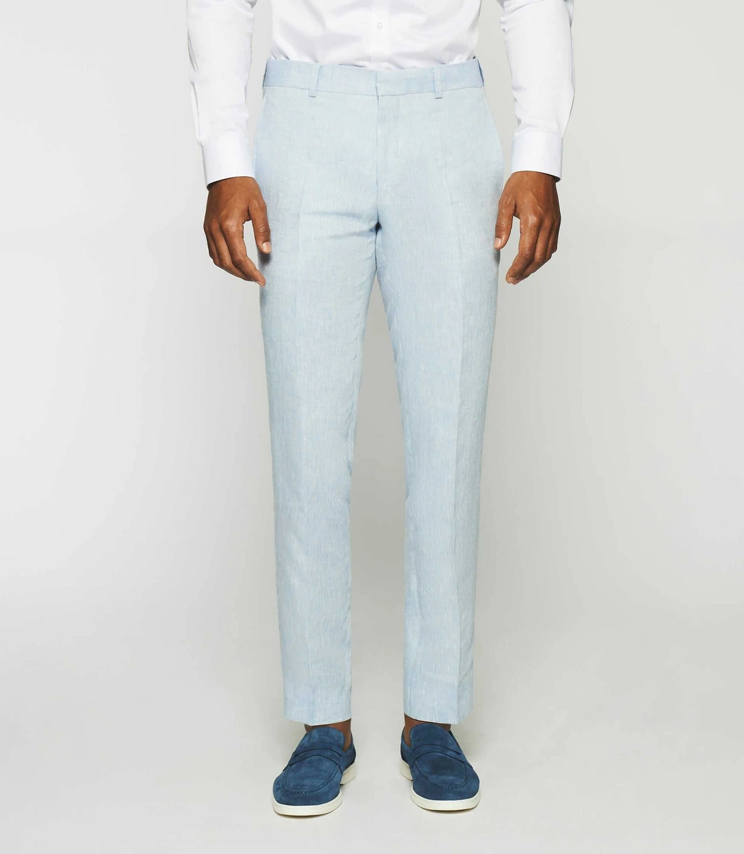 IZAC - Pantalon ville 100% lin bleu ciel