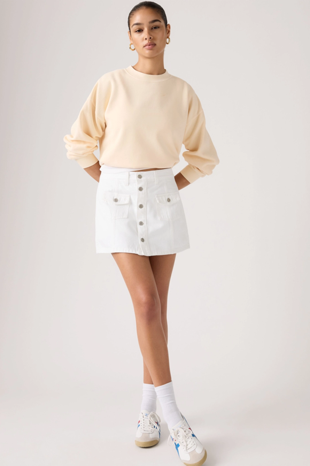 Levi's Jupe Short Boutonnée Devant - Femme - Blanc / Tooth Fairy - 32