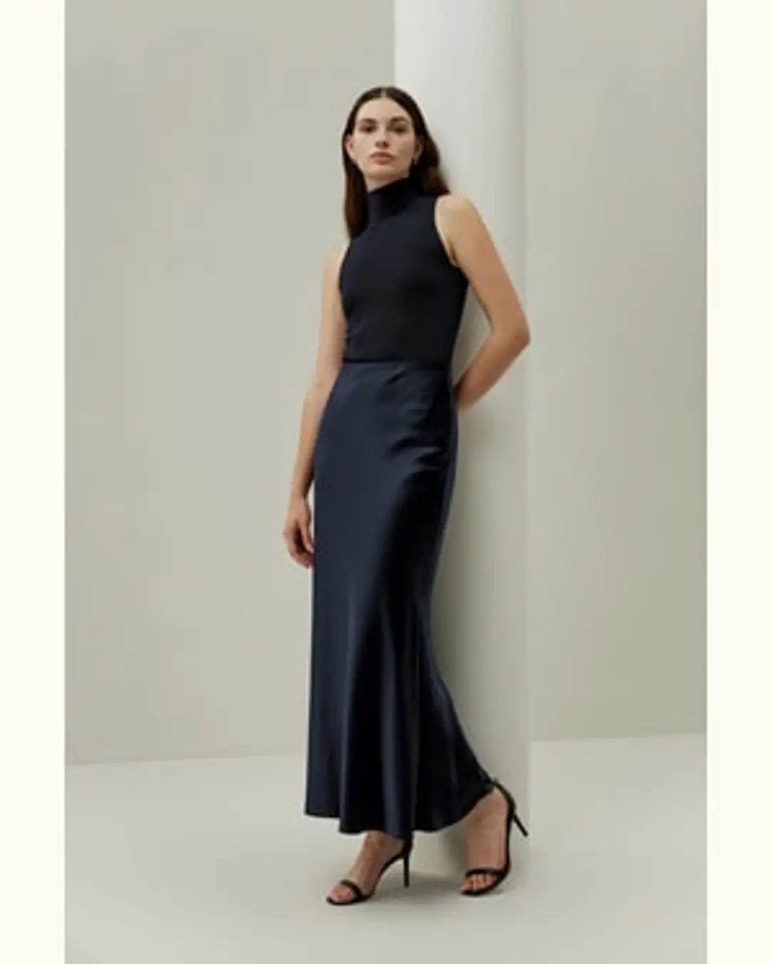 LILYSILK Jupe Demi-Longue En Soie Élégante Femme Élégance Sans Effort Soie Charmeuse 100 % Texture Luxueuse Style Moderne Bleu Minuit 38