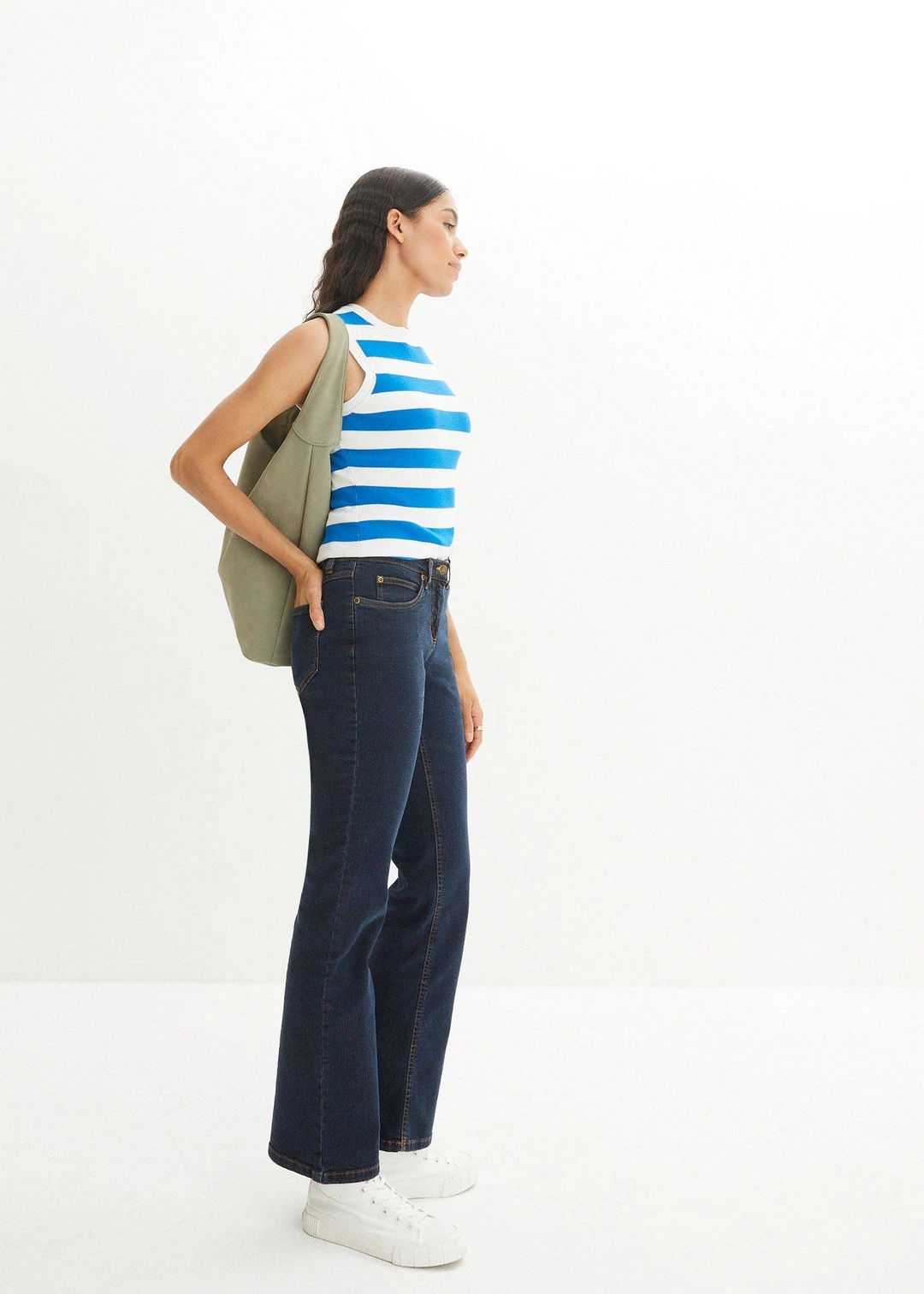 Jean bootcut taille haute, extensible