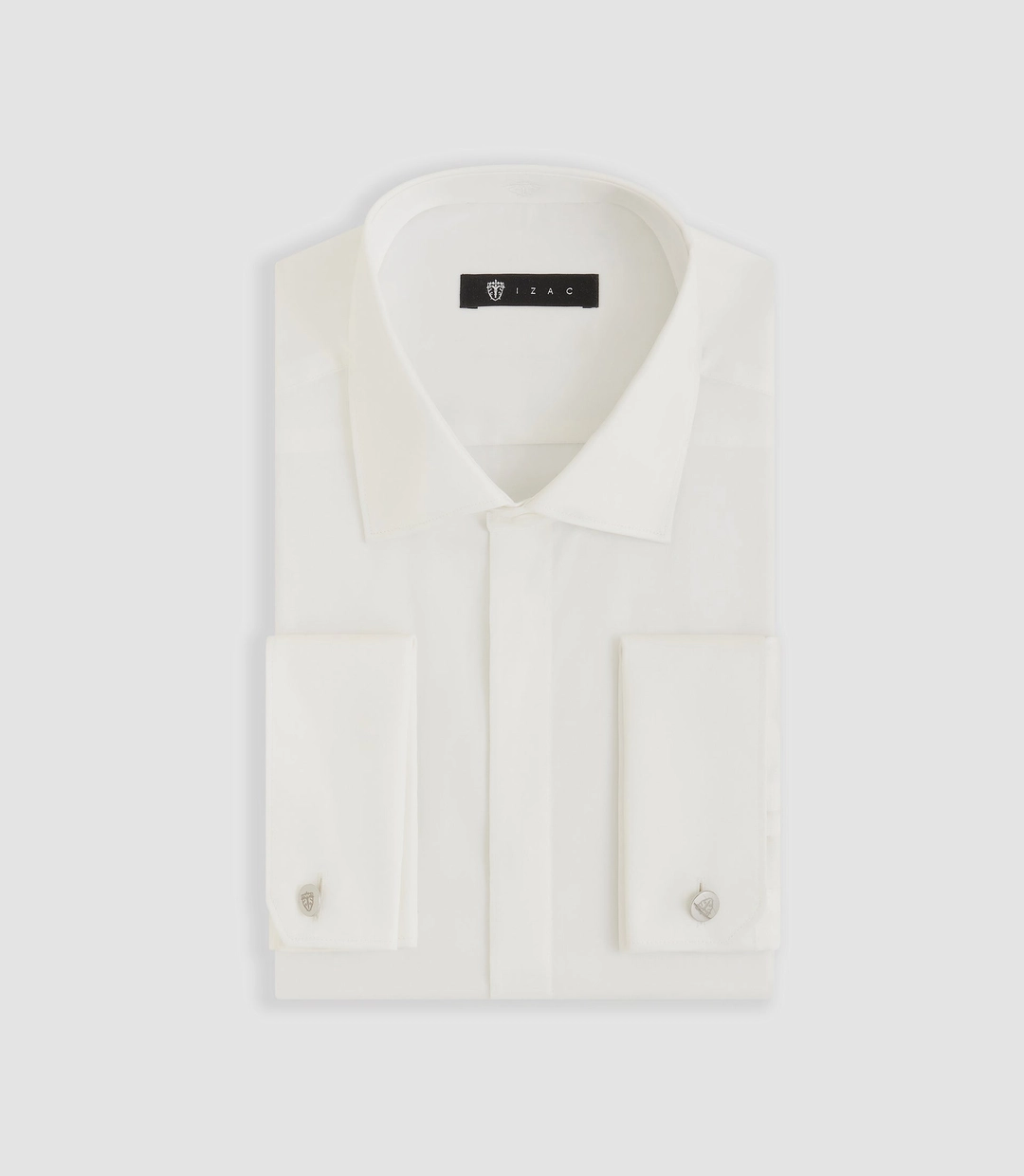 IZAC - Chemise slim en satin de coton écru SATINMIXSLOUT