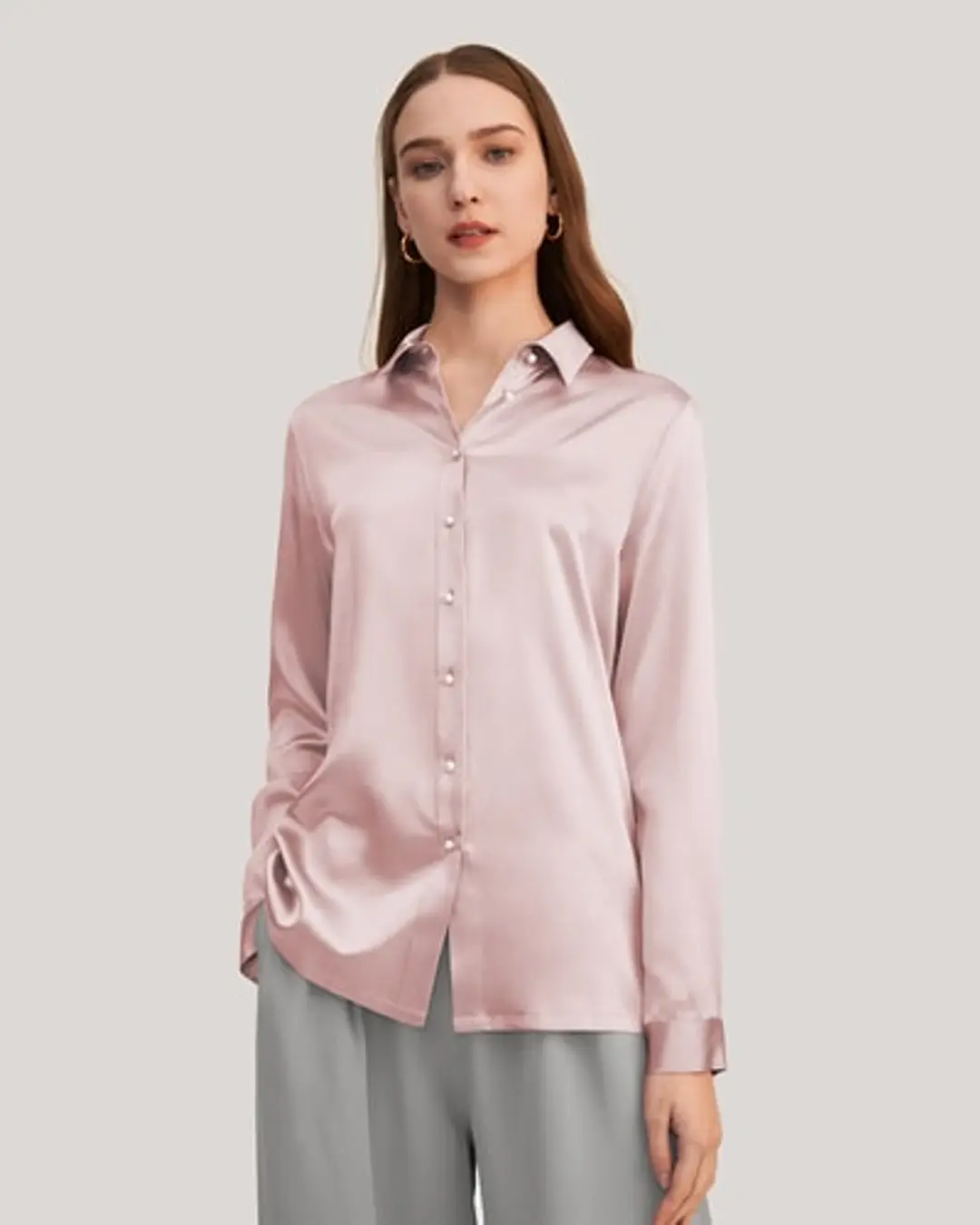 LILYSILK Chemise Classique En Soie À Boutons Nacrés Blanc Naturel M