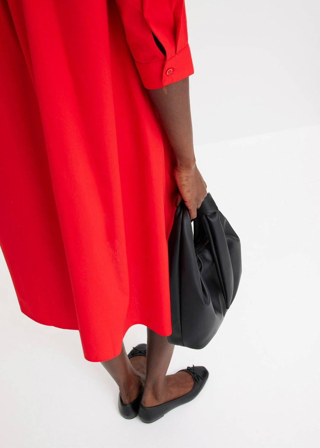 Robe-chemise en popeline solide