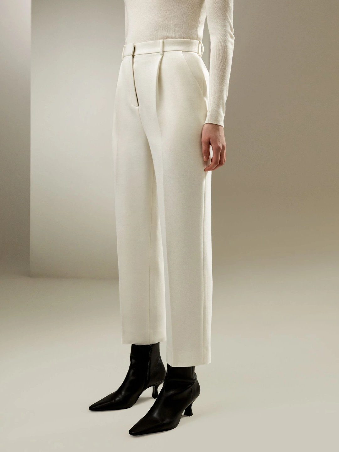 LILYSILK Pantalon Blanc Soie Décontractées Soie Et Laine Style D'Affaires Simple Et Classique Blanc Naturel 46