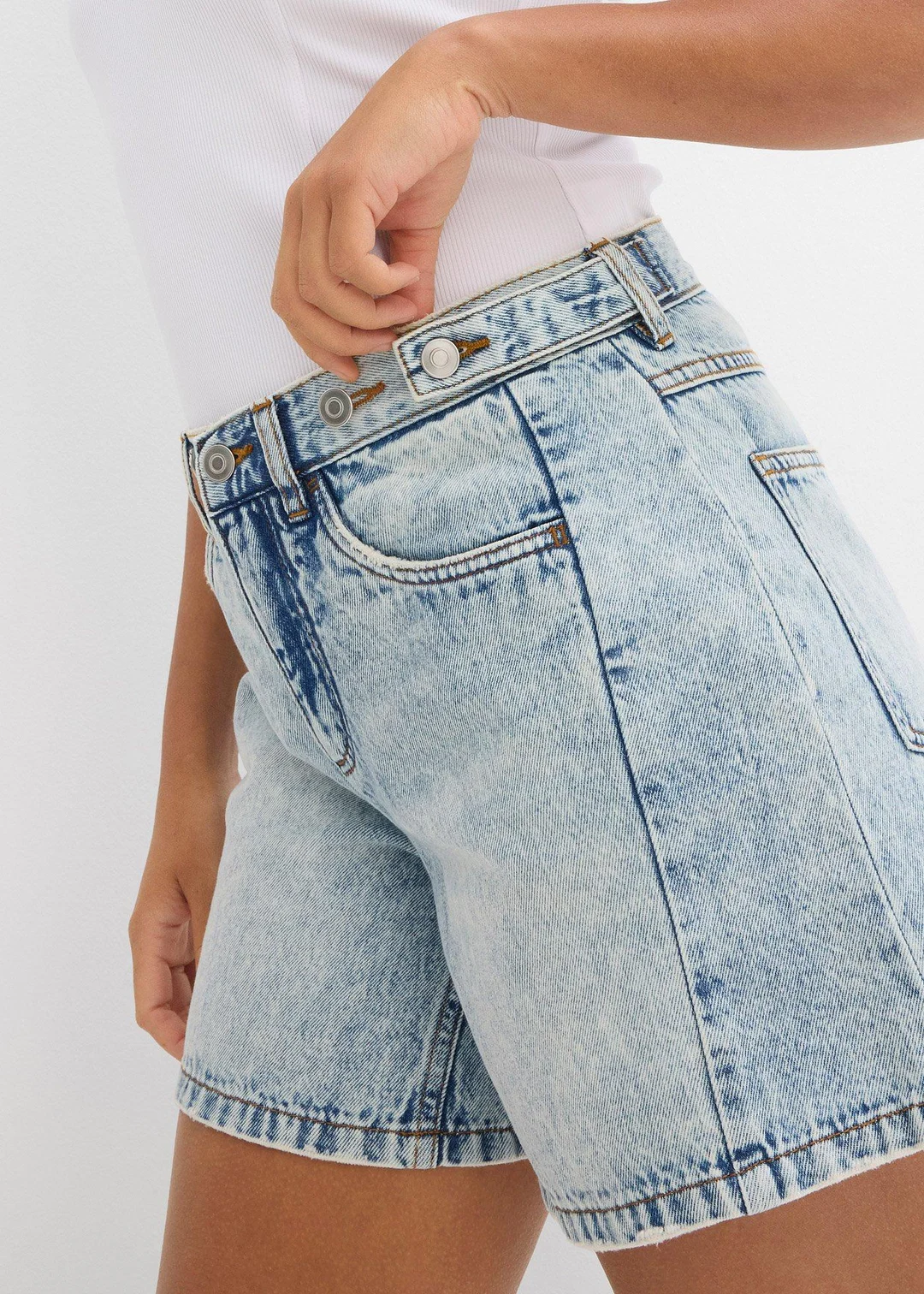 Short en jean taille mi-haute, peu extensible - 3