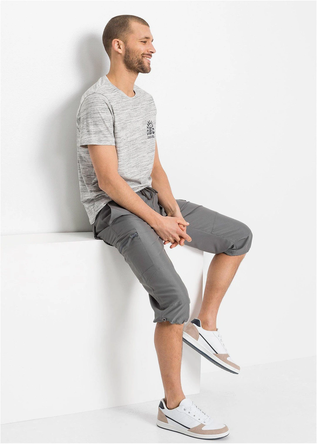 Pantalon 3/4 en microfibre, regular