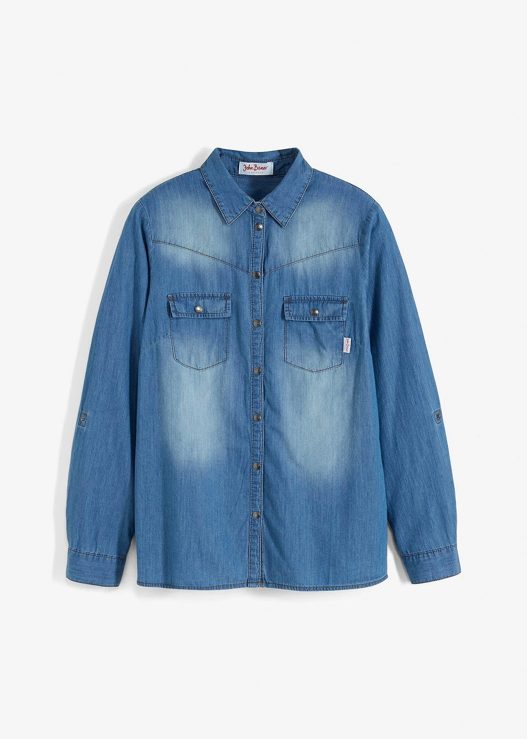 Chemise en jean avec boutons-pression, manches longues