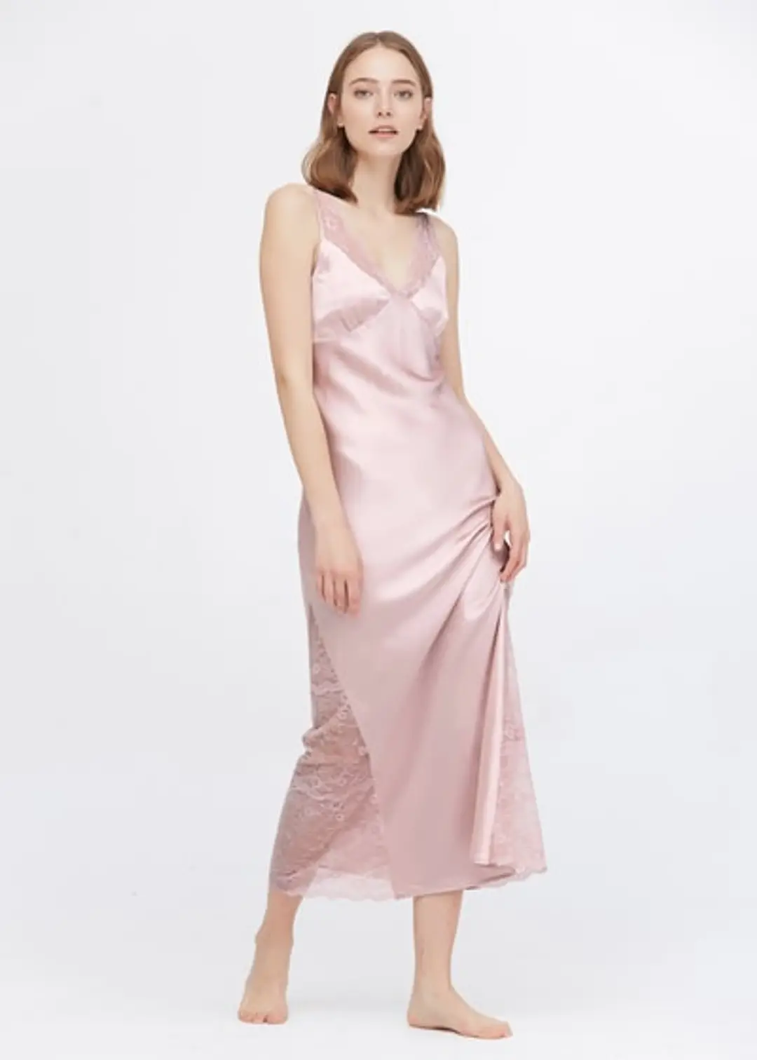 Chemise De Nuit Ultra-Long Avec Dentelle