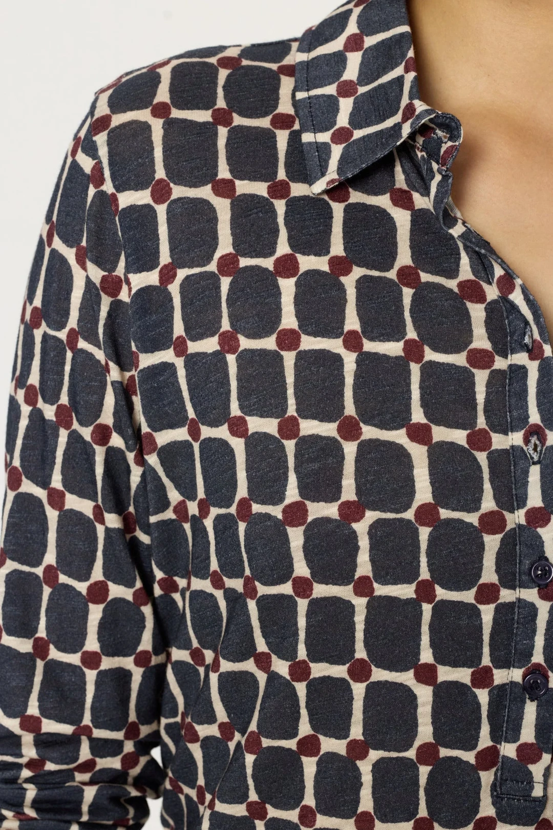 Tee-shirt polo imprimé - HORTENSE - Indigo