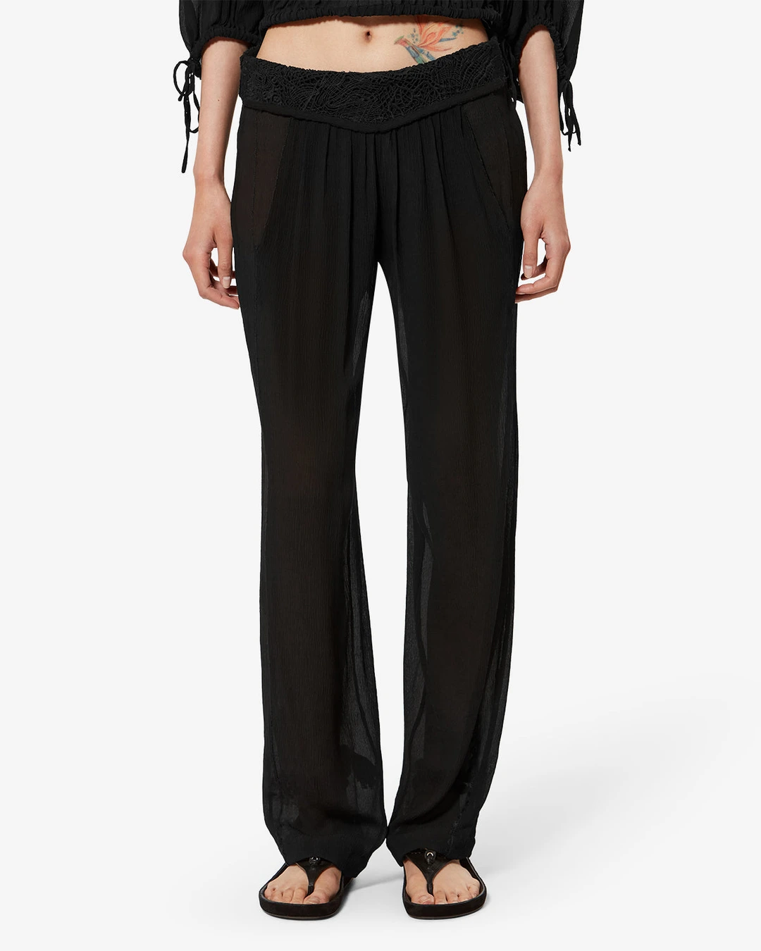 Pantalon Guylene - Femme - Noir - Taille42 - Isabel Marant - Collection Été Femme - Nouvelle Collection Capsule La Riviera - 5