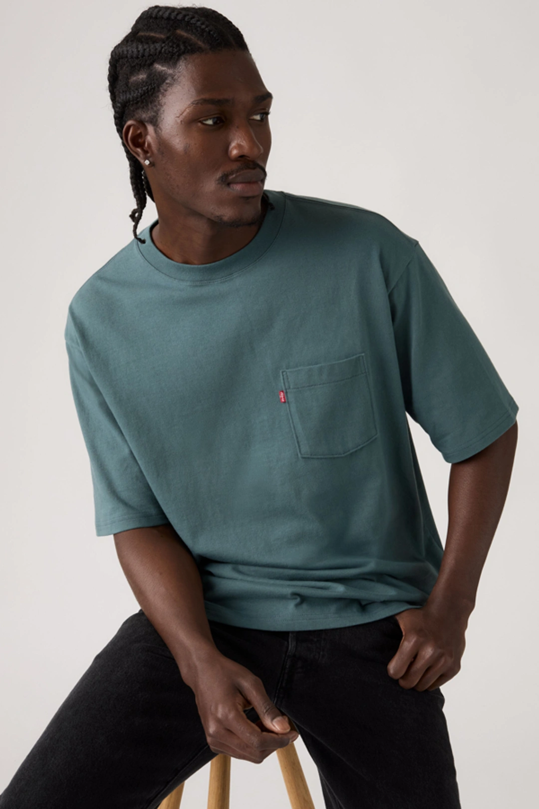 Levi's T Shirt À Poche Manche Mi Longue - Homme - Noir / Jet Black - 2XL - 2