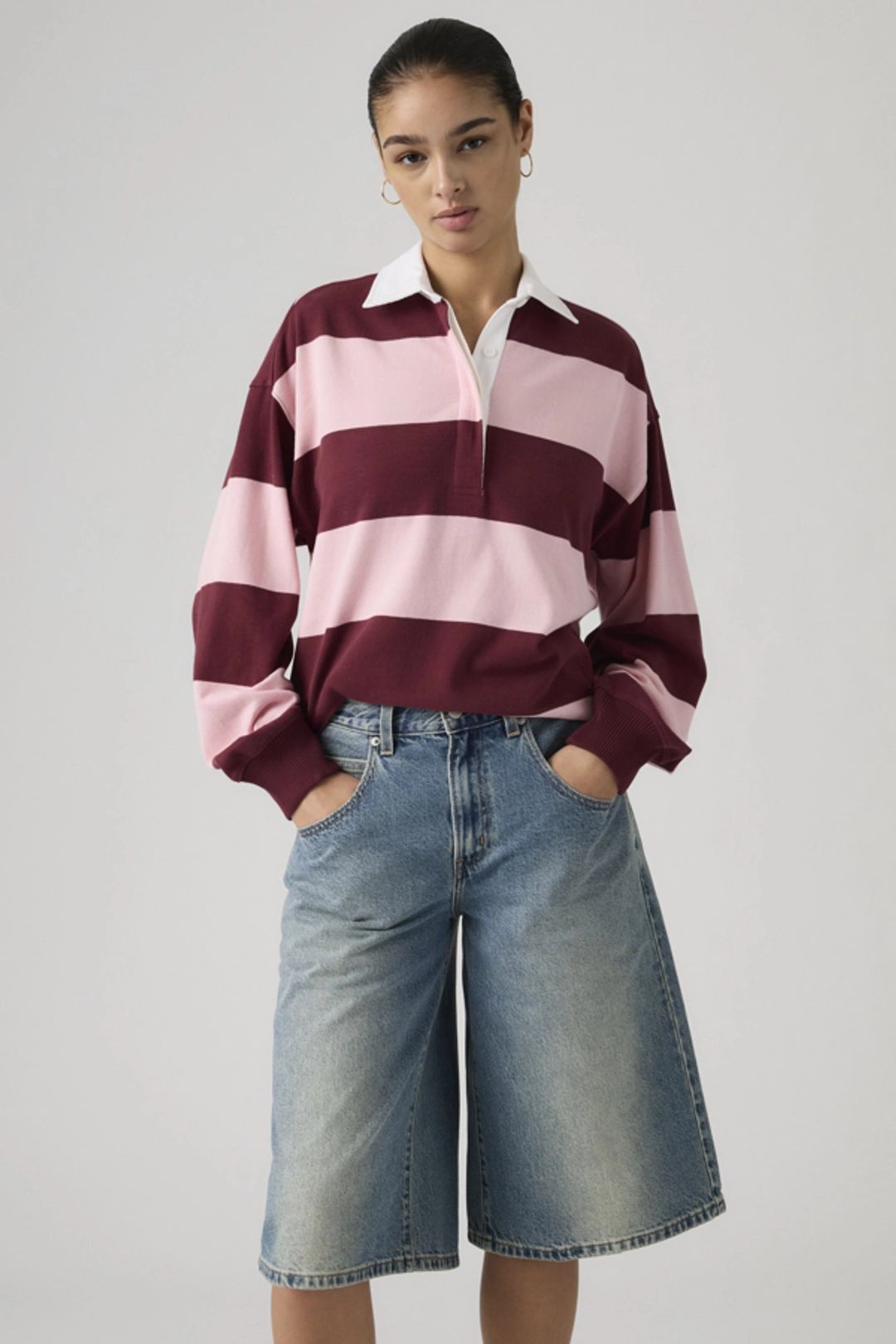 Levi's Polo De Rugby Manche Longue Reenie - Femme - Multicolore / Katie Stripe Coral Blush - XS