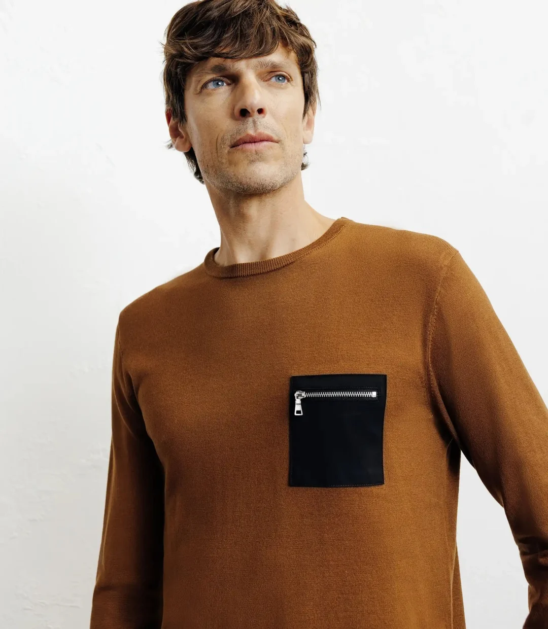 IZAC - Pull manches longues col rond en maille bronze