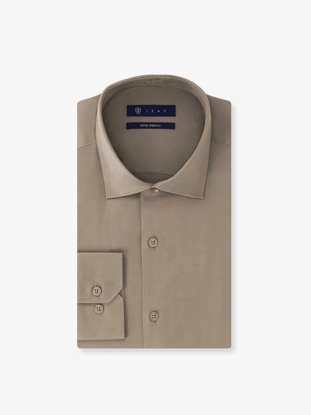 IZAC - Chemise ville en satin de coton chatain