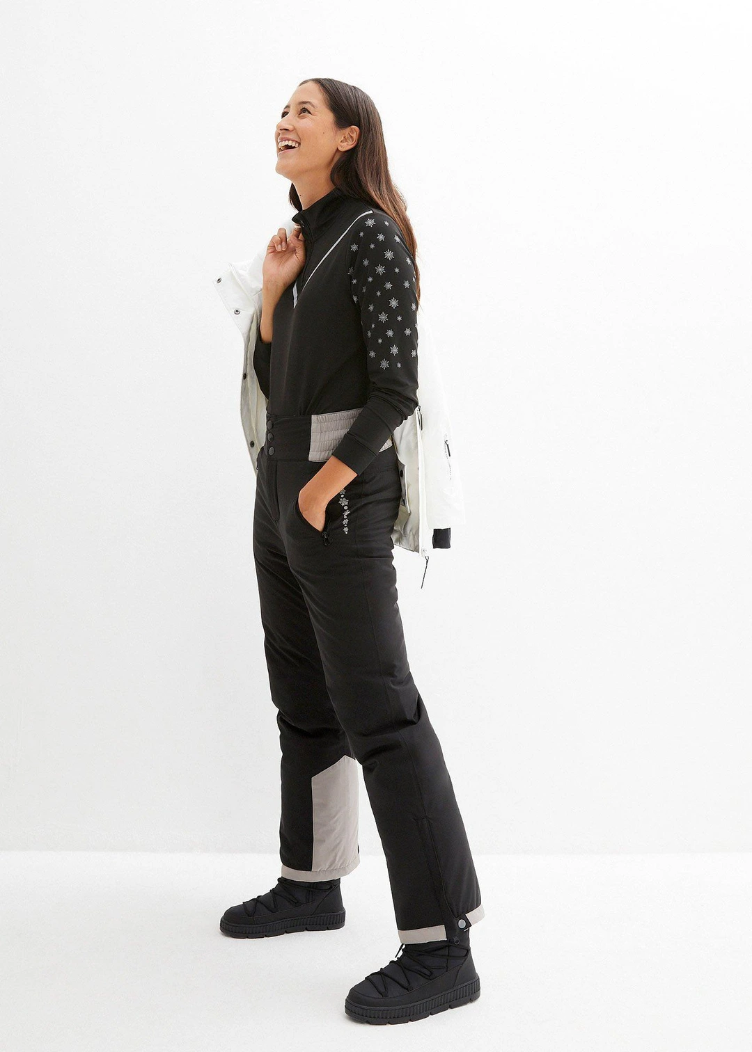 Pantalon de ski thermo fonctionnel coupe haute avec taille confortable, étanche, Straight