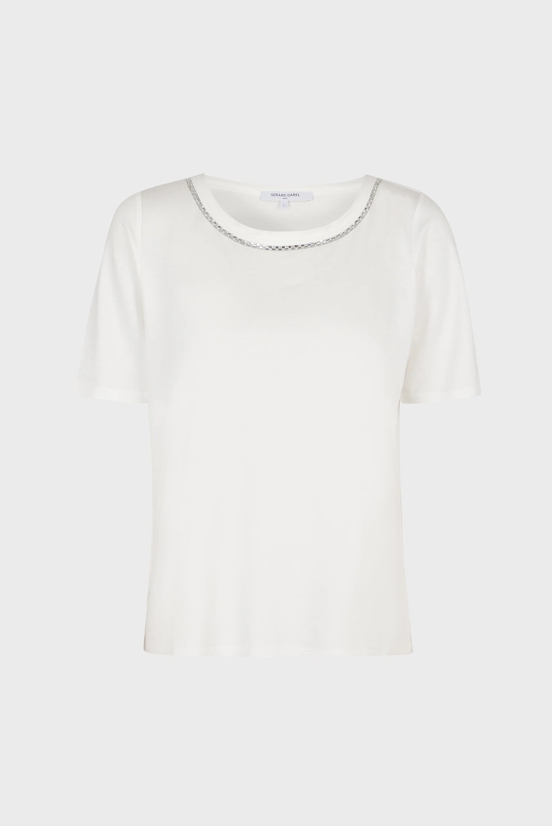 T-shirt uni à col rond fantaisie - ABEL - Ecru - 6