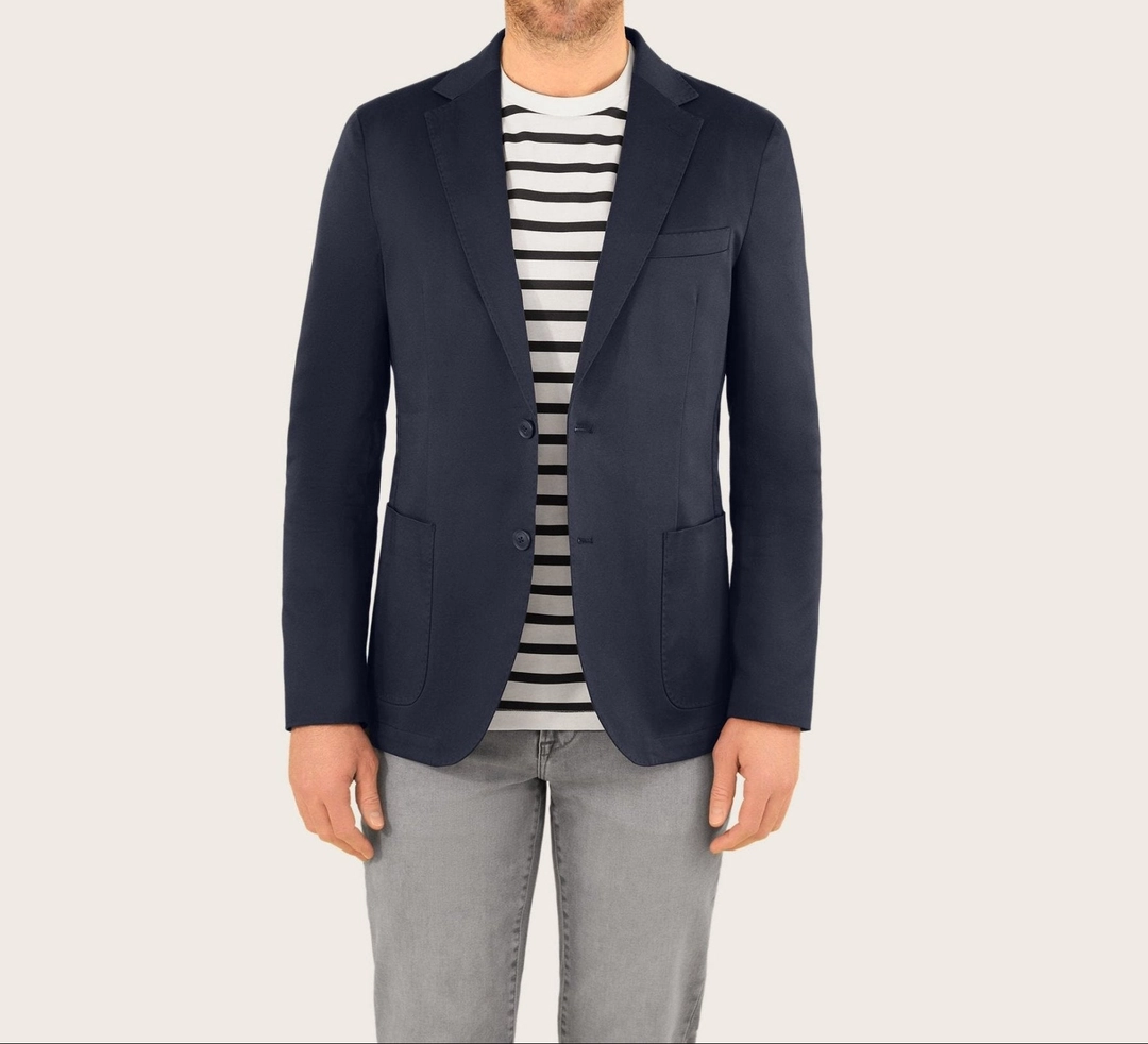 IZAC - Veste ville en satin de coton marine