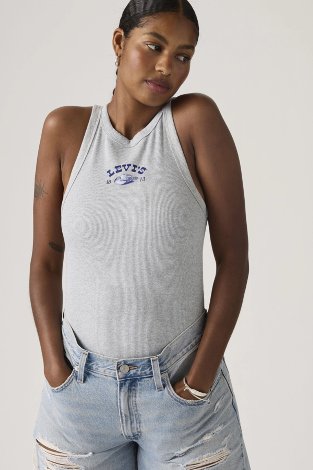 Levi's Débardeur Graphique Dos Nageur Essential - Femme - Blanc / Sugar Swizzle / Pirate Black - XS
