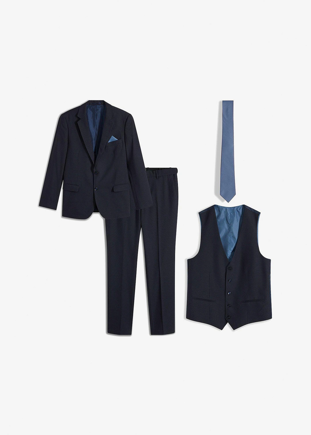 Costume 4 pièces avec gilet et cravate, slim