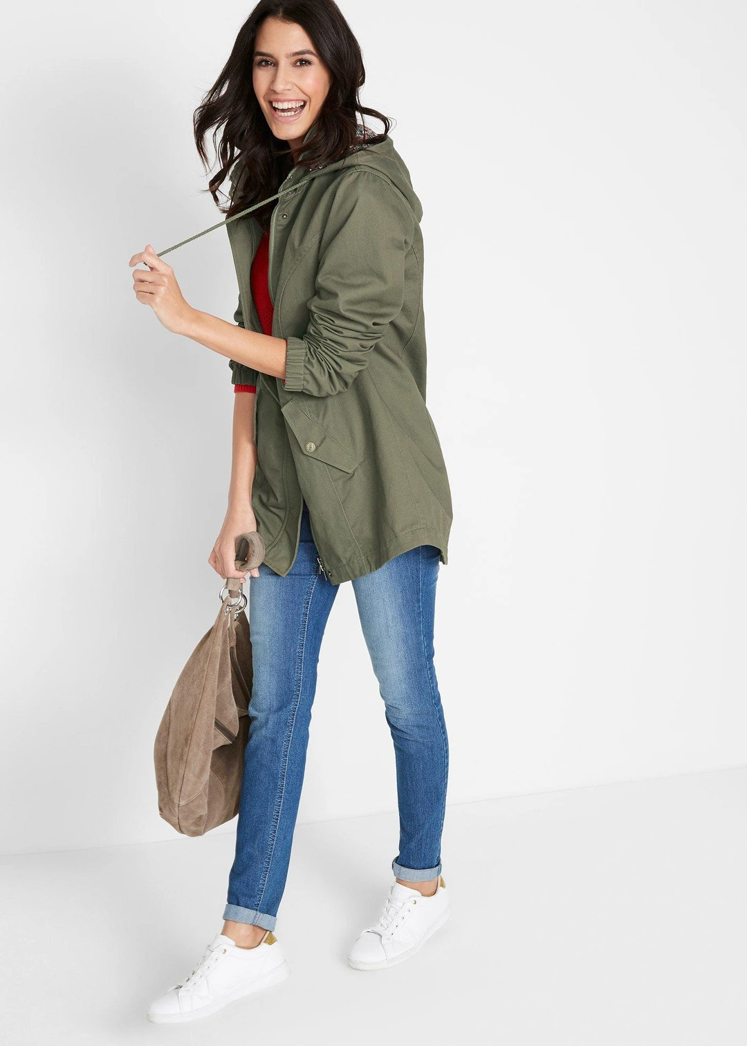 Parka de mi-saison en coton avec capuche imprimée - 2