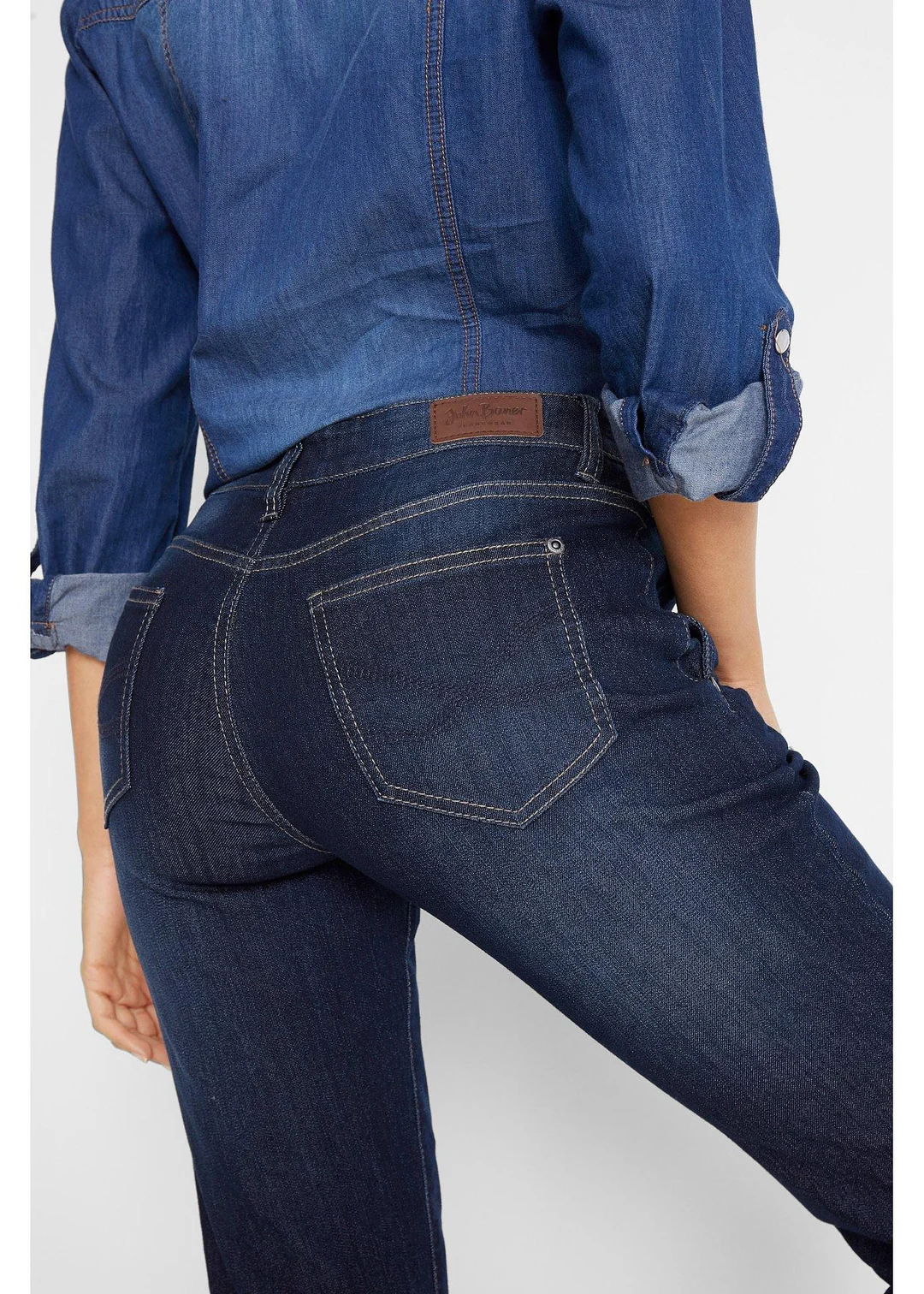 Jean boyfriend taille mi-haute, extensible