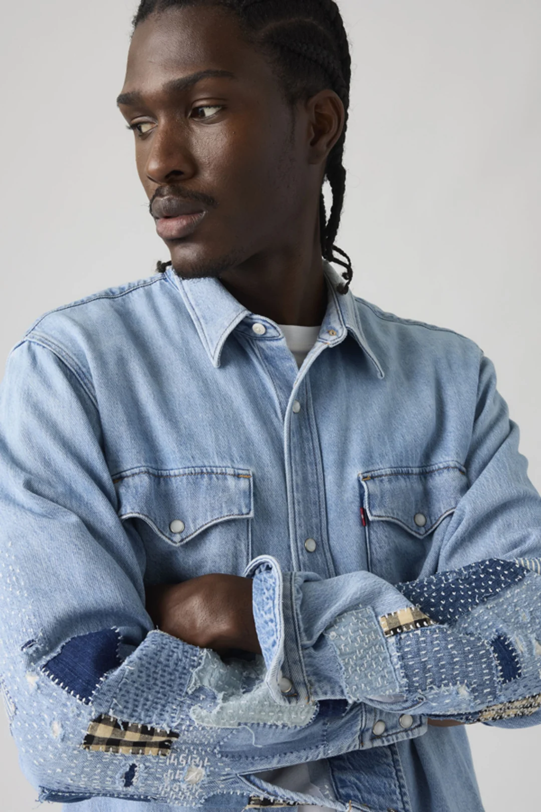 Levi's Chemise Western Relaxed - Homme - Bleu / Grand Dark Railroad Stripe - 2XL - 2