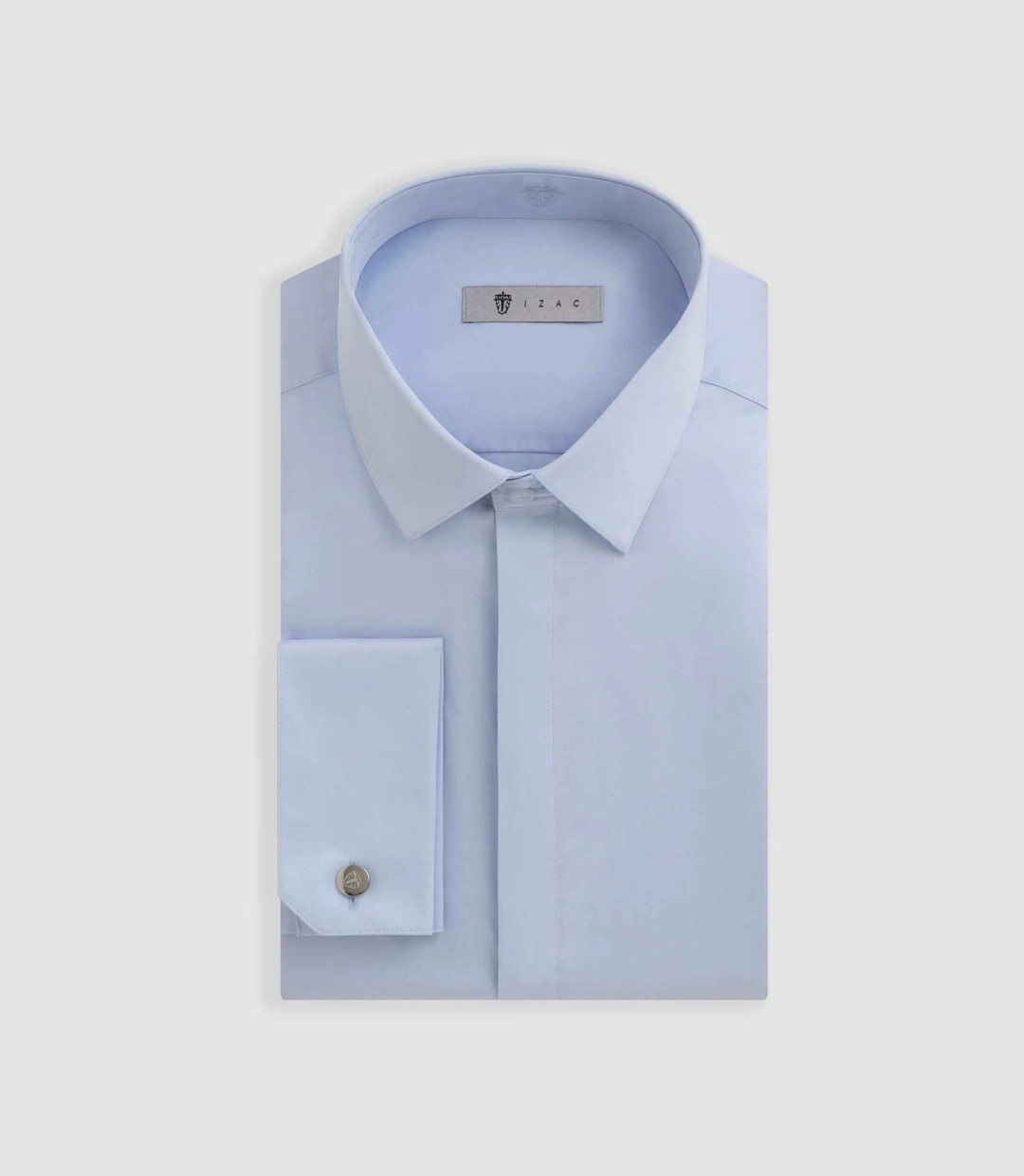 IZAC - Chemise en satin de coton bleu ciel SATINMIXTESLIM