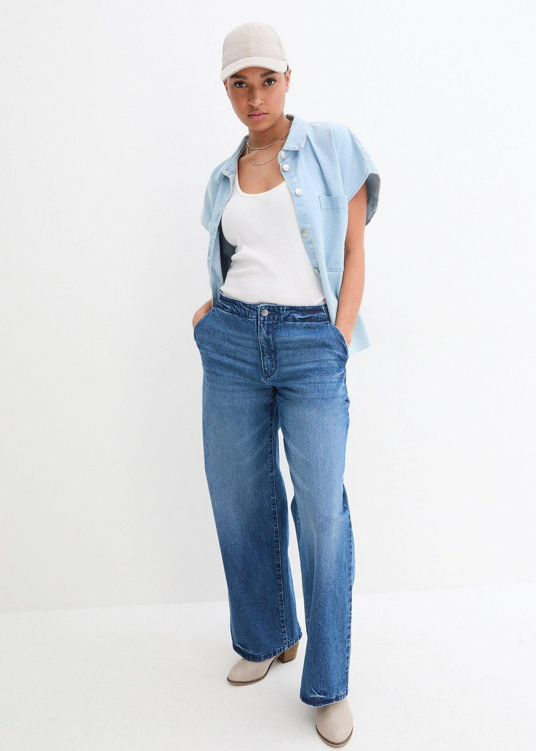Chemisier en jean court et boxy - 2