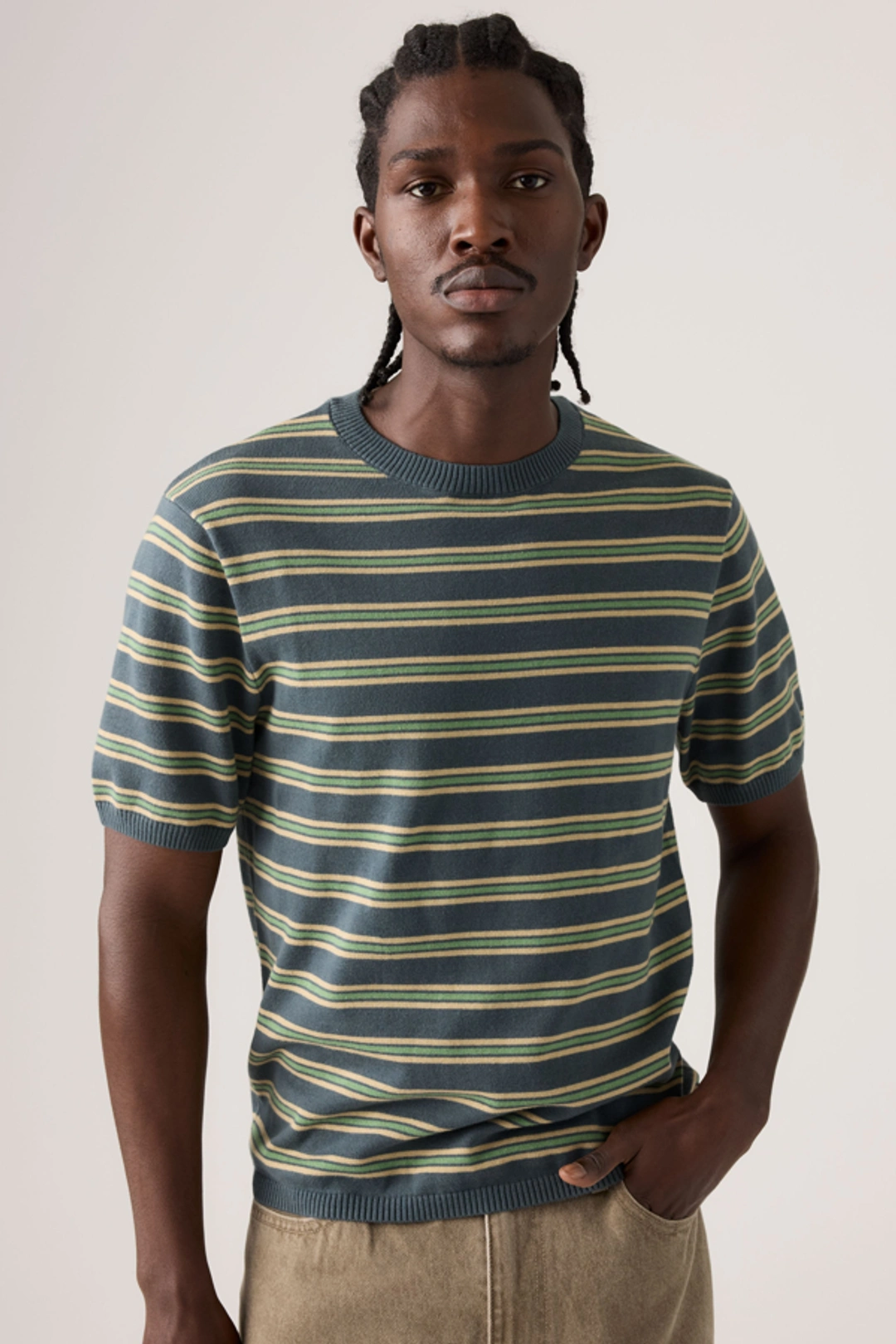 Levi's Short Sleeve Sweater Tee - Homme - Multicolore / Lucas Stripe Egret - 2XL