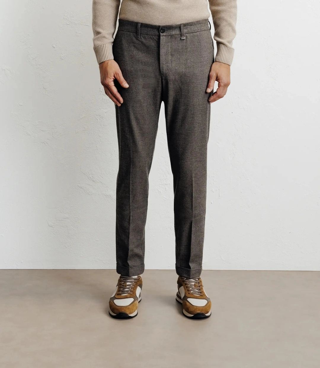 IZAC - Pantalon chevron marron