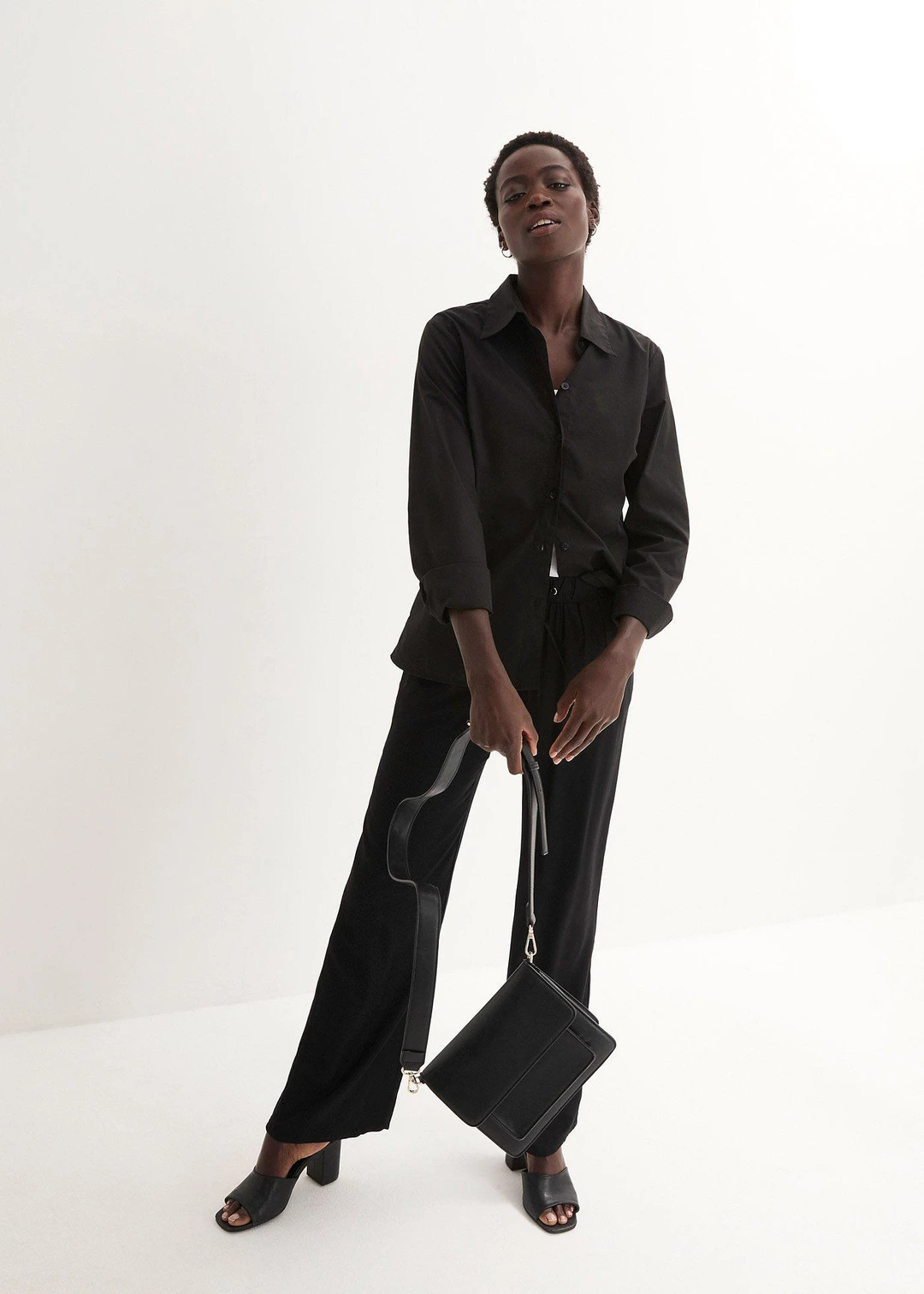 Pantalon à taille élastiquée en viscose