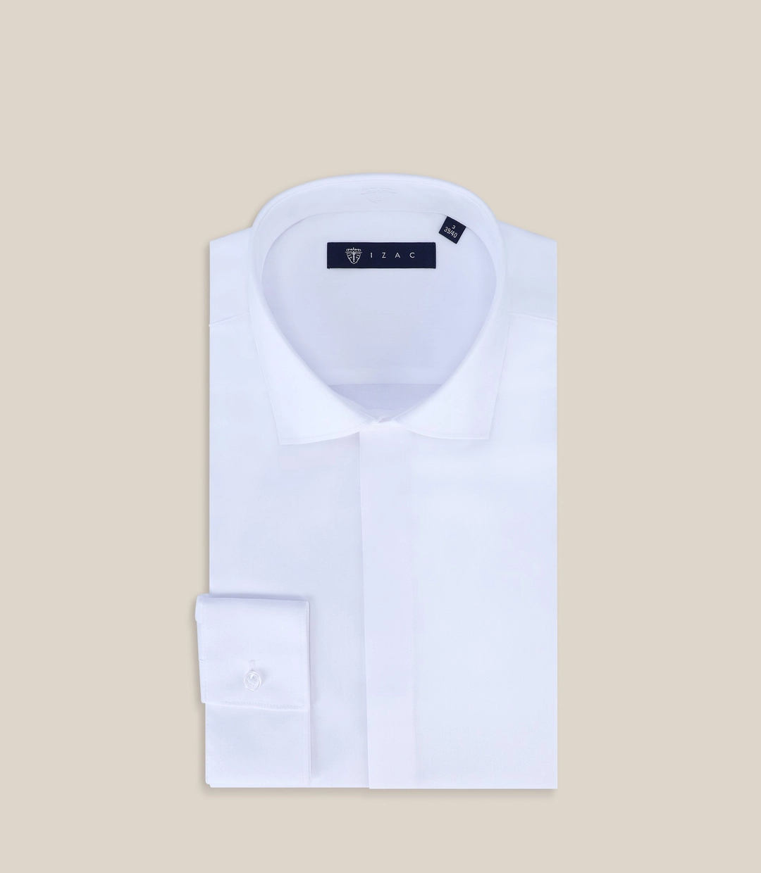 IZAC - Chemise ville en satin de coton blanche