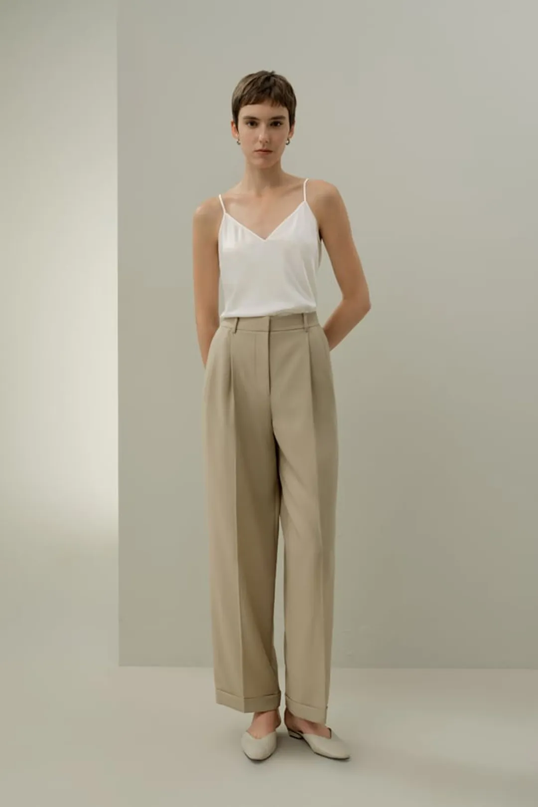 LILYSILK Pantalon Droit Laine & Soie Suie 34 - Taille Plissée, Confort Respirant