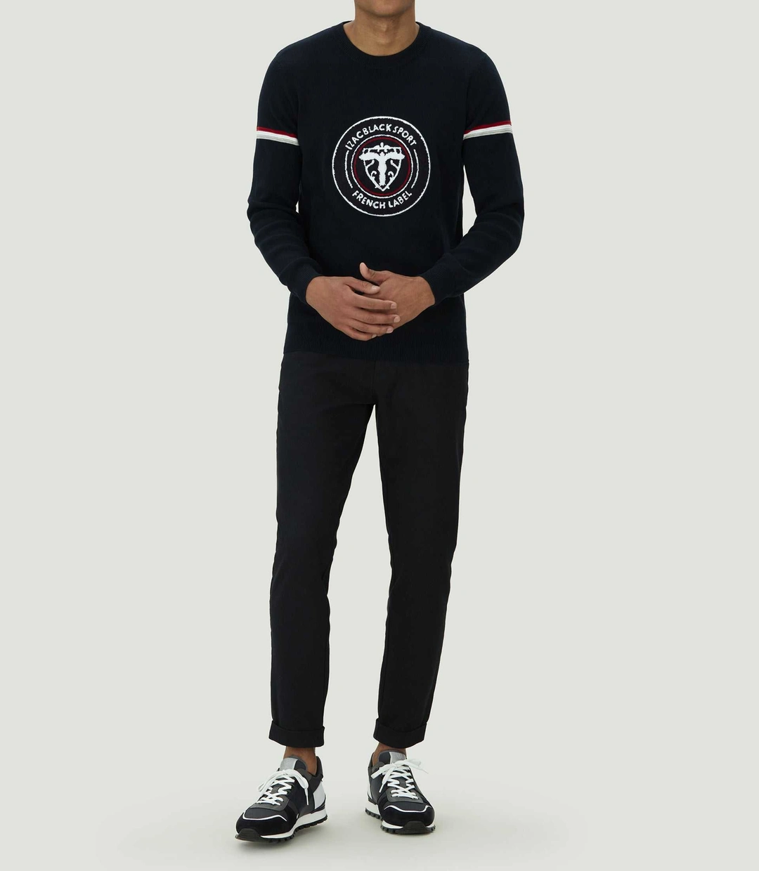 IZAC - Pull col rond en coton marine ''Leito''