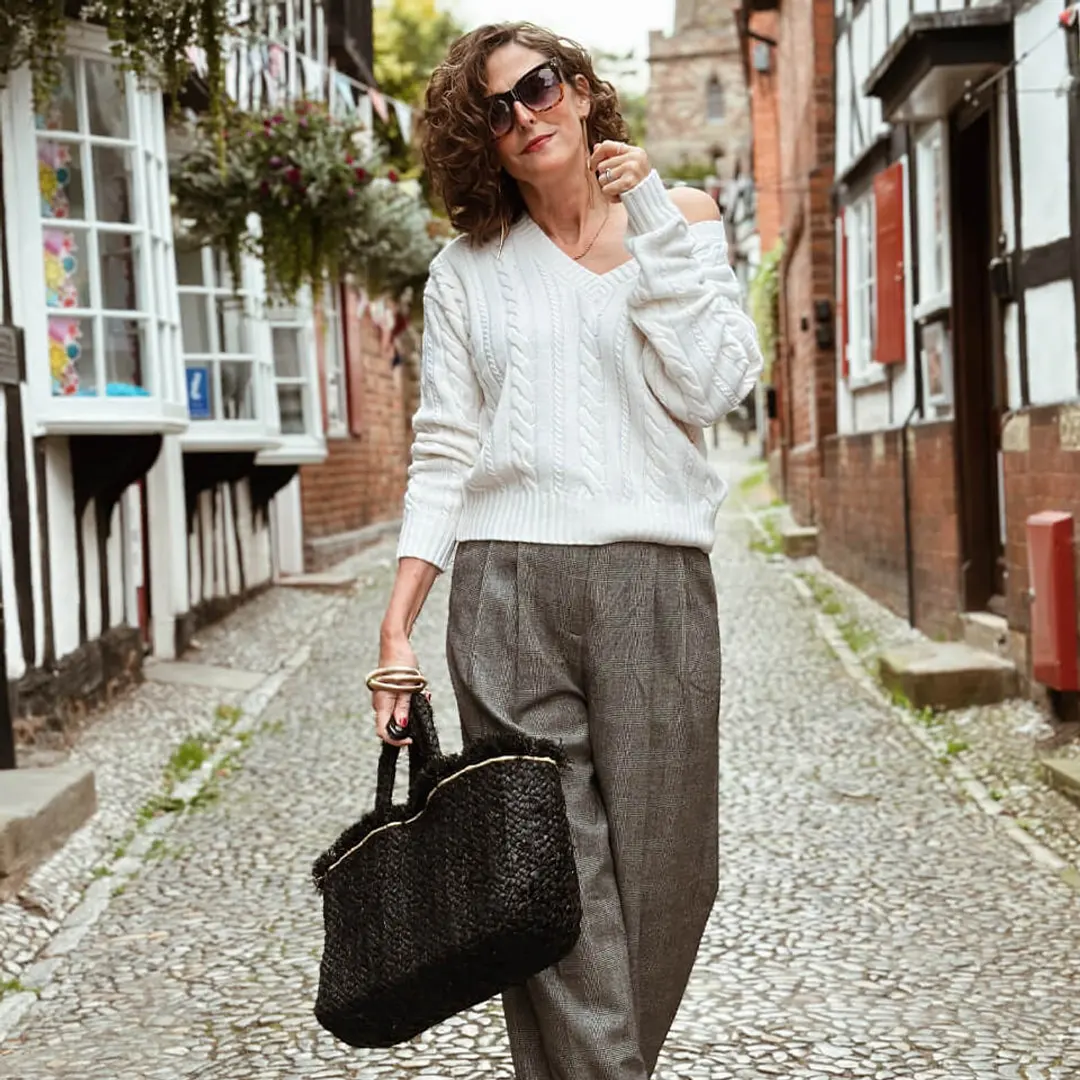 LILYSILK Pull En Laine Femme Blanc Encolure En V Profonde, Style Rétro Laine & Cachemire Mélange Parfait Pour La Chaleur Et La Forme S