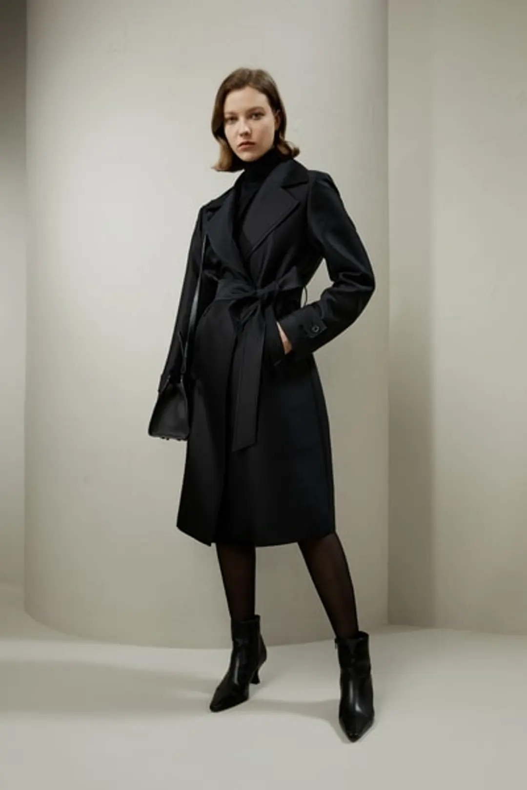 LILYSILK Trench Soie-Laine Femme Noir Coupe Nette, Luxe Discret Évident Soie Chaude D'Une Chaleur Soyeuse Et Doté D'Une Coupe Nette XS