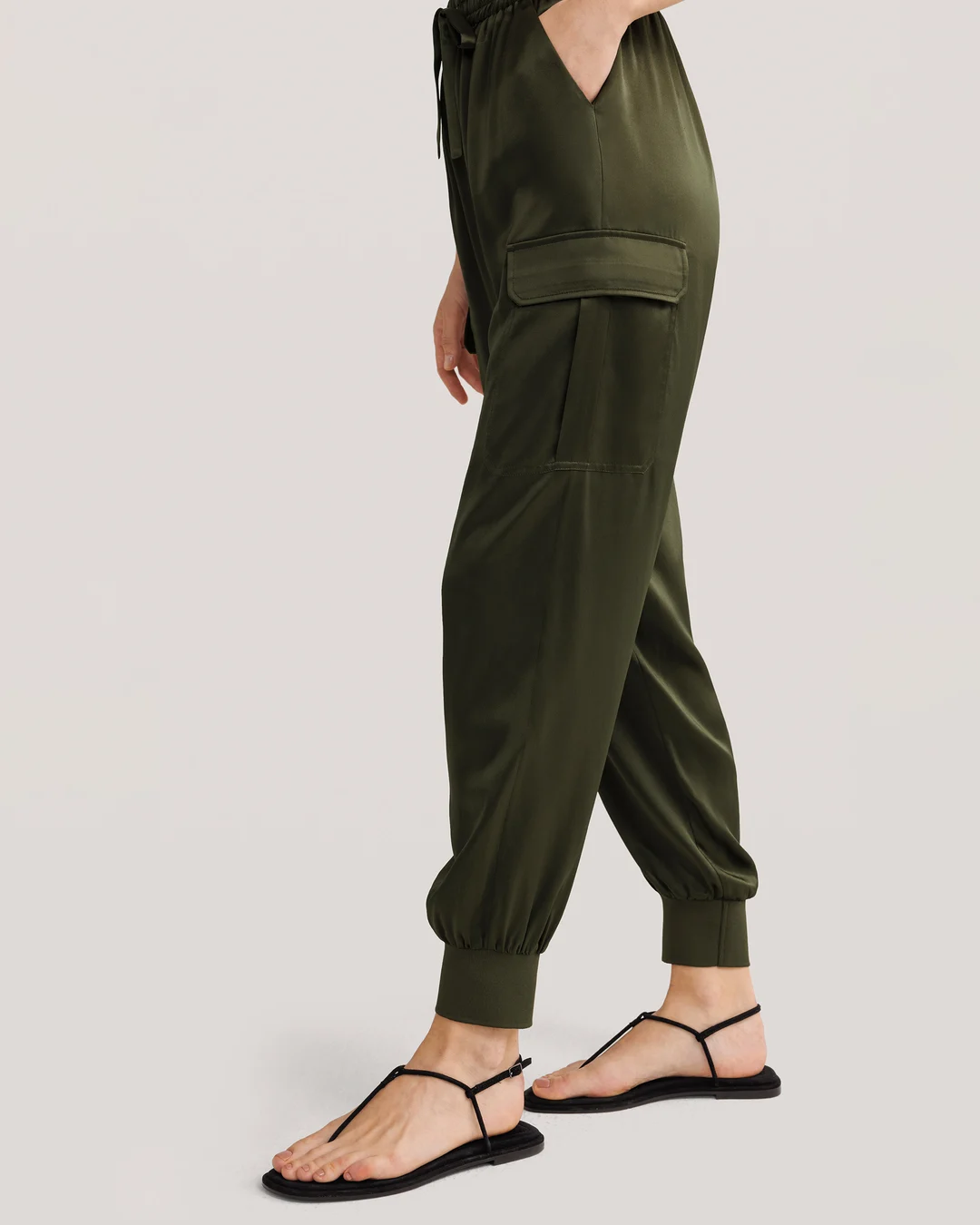 LILYSILK Pantalon Soie Noir Femme Rellette À Poignets Côtelés 100% Soie Sûr Et Non Toxique Pantalon Noir 40