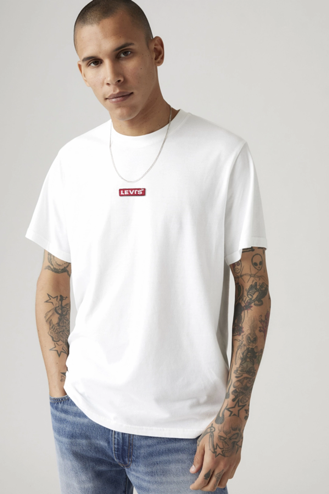 Levi's T Shirt Baby Tab Manche Courte Relaxed - Homme - Blanc / Bright White - 2XL
