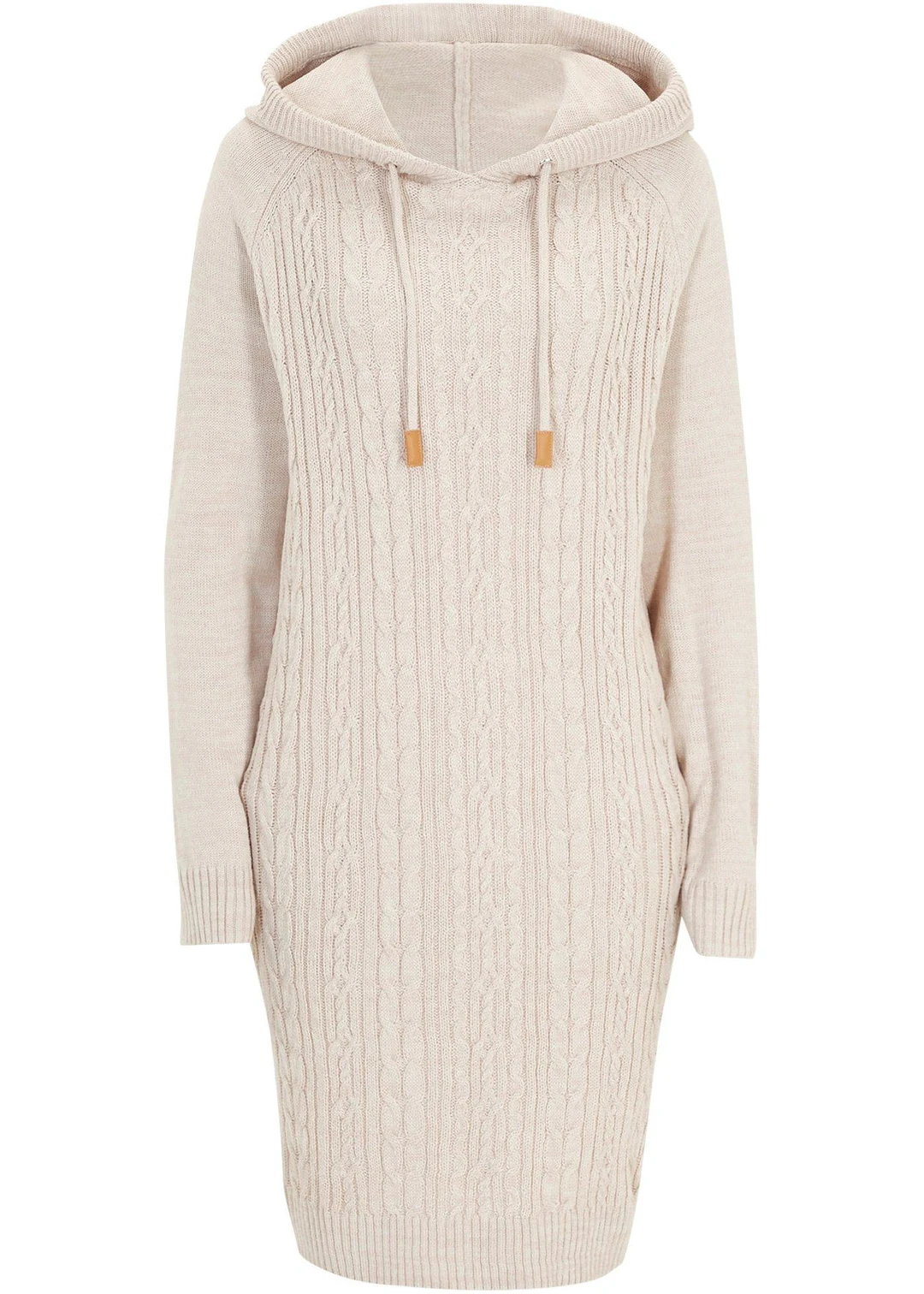 Robe en maille à capuche avec torsades