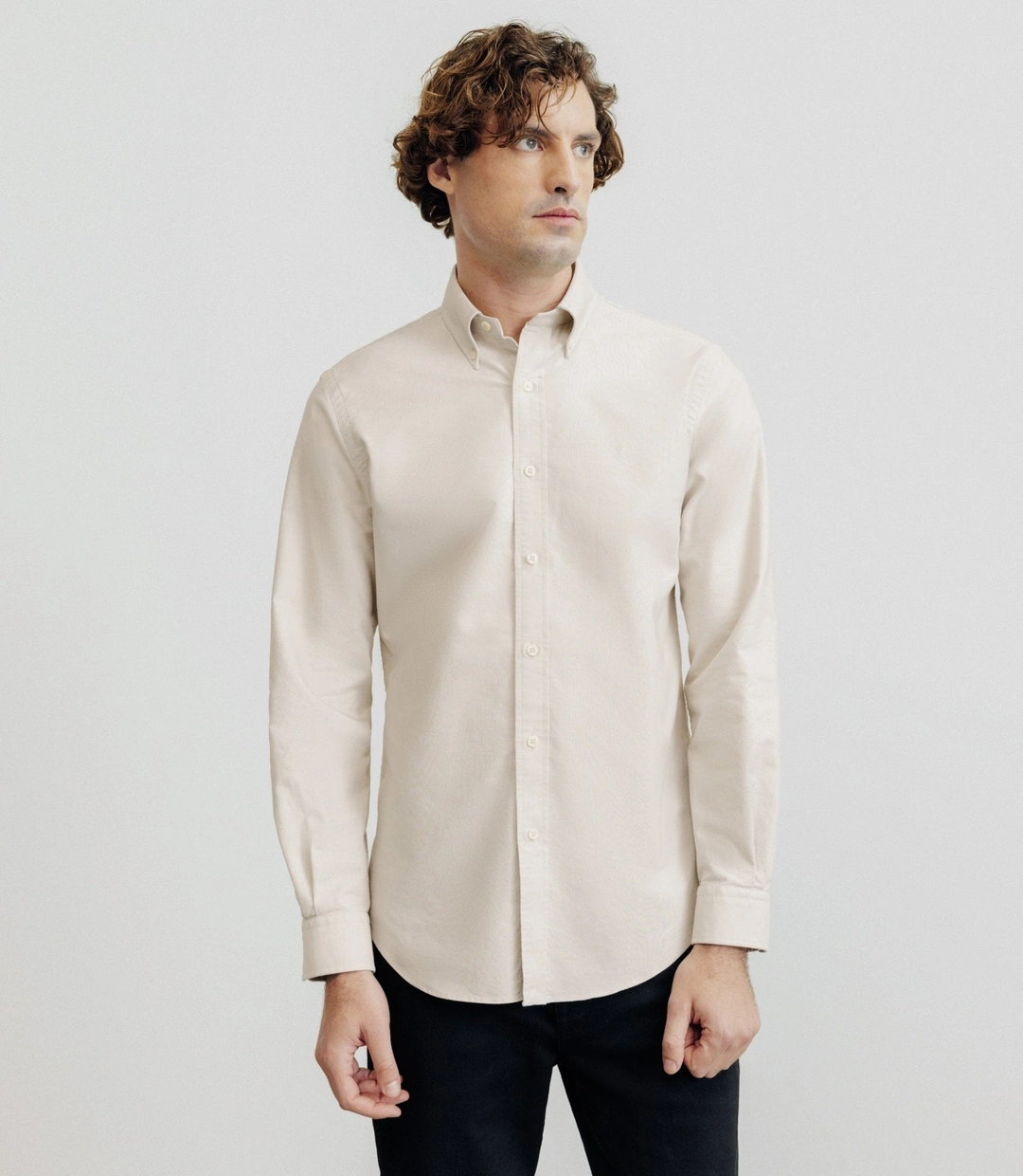 IZAC - Chemise droite oxford beige