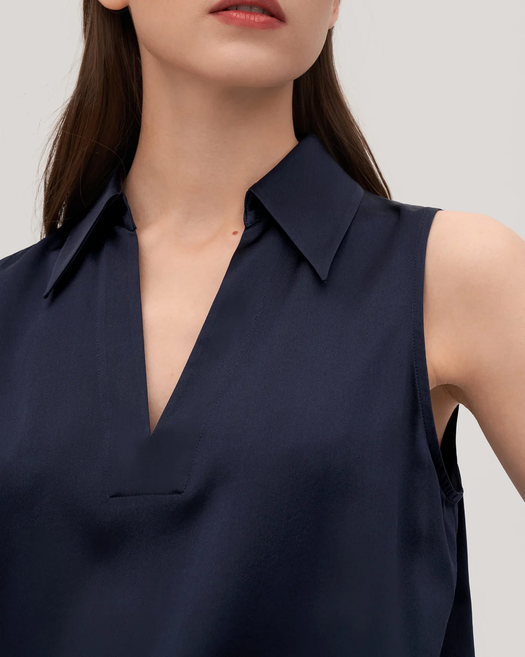 LILYSILK Top En Soie Femme Col En V, 100% Soie T-Shirt Sans Manches Température Réglable Chemises Blanc S