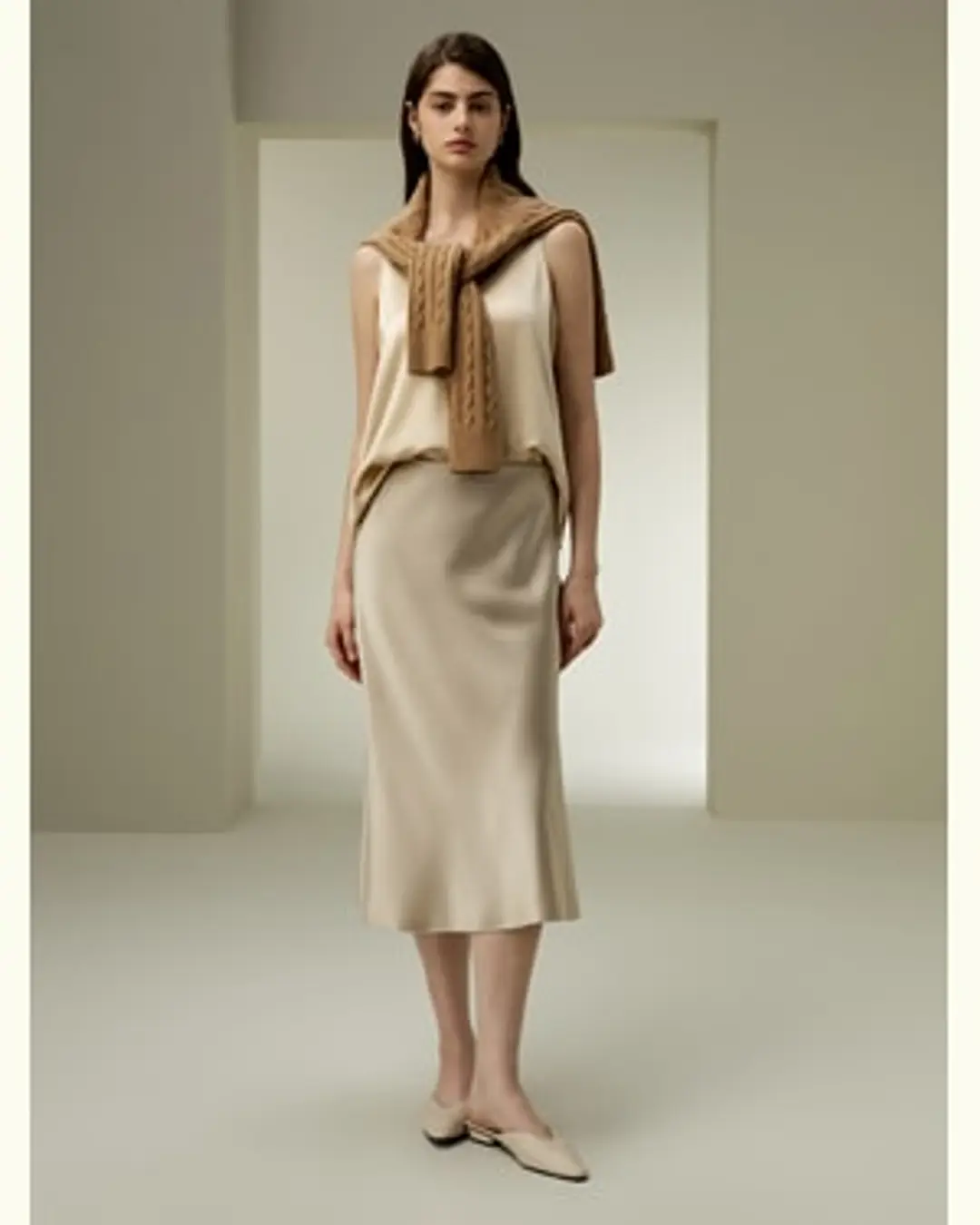 LILYSILK Jupe Midi Soie Une Mode Élégante Et Confortable 100% Soie De Mûrier Sophistiqué Et Élégant Coupe Naturelle Pin 42