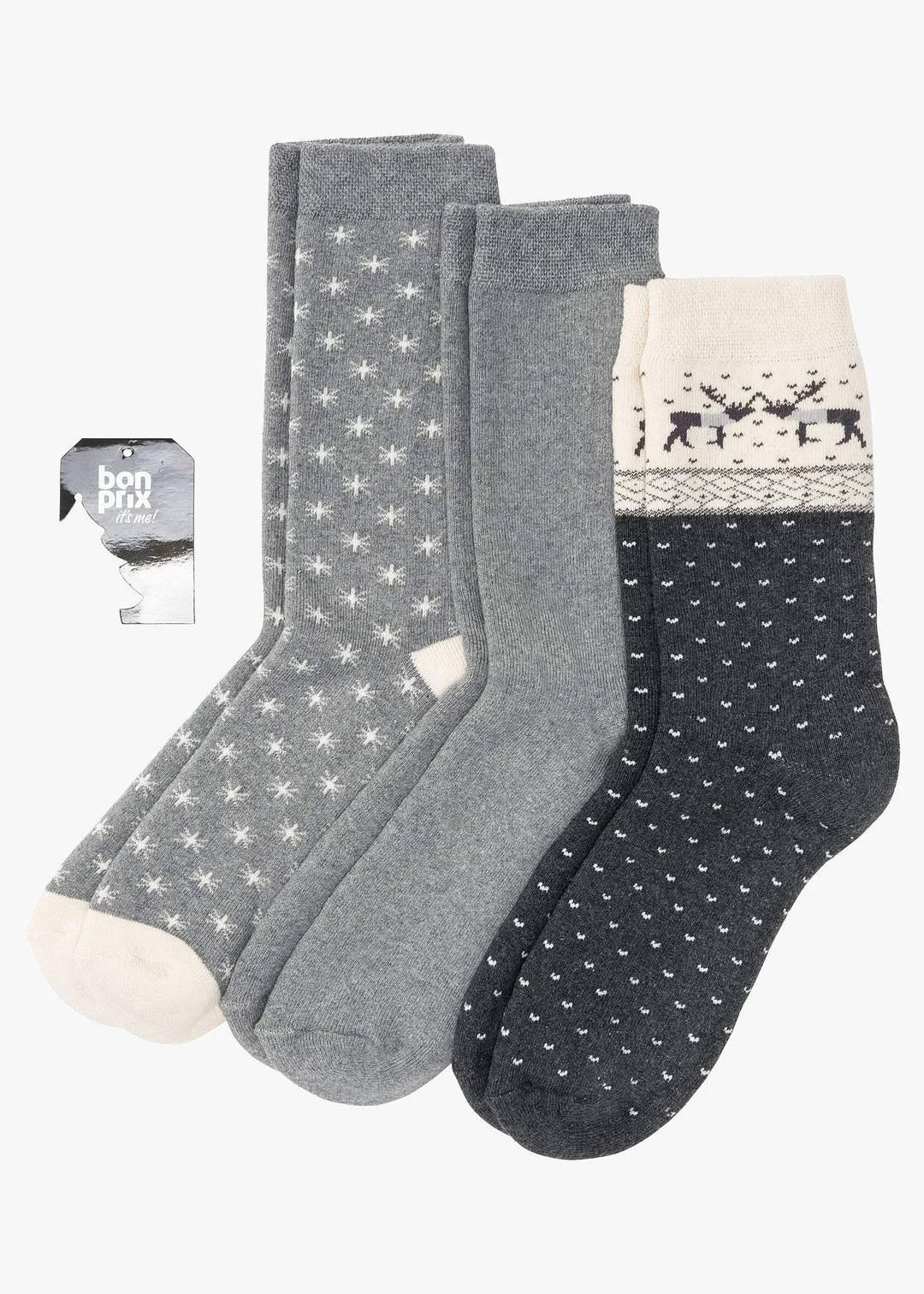 Lot de 3 paires de chaussettes thermiques en coton majoritaire