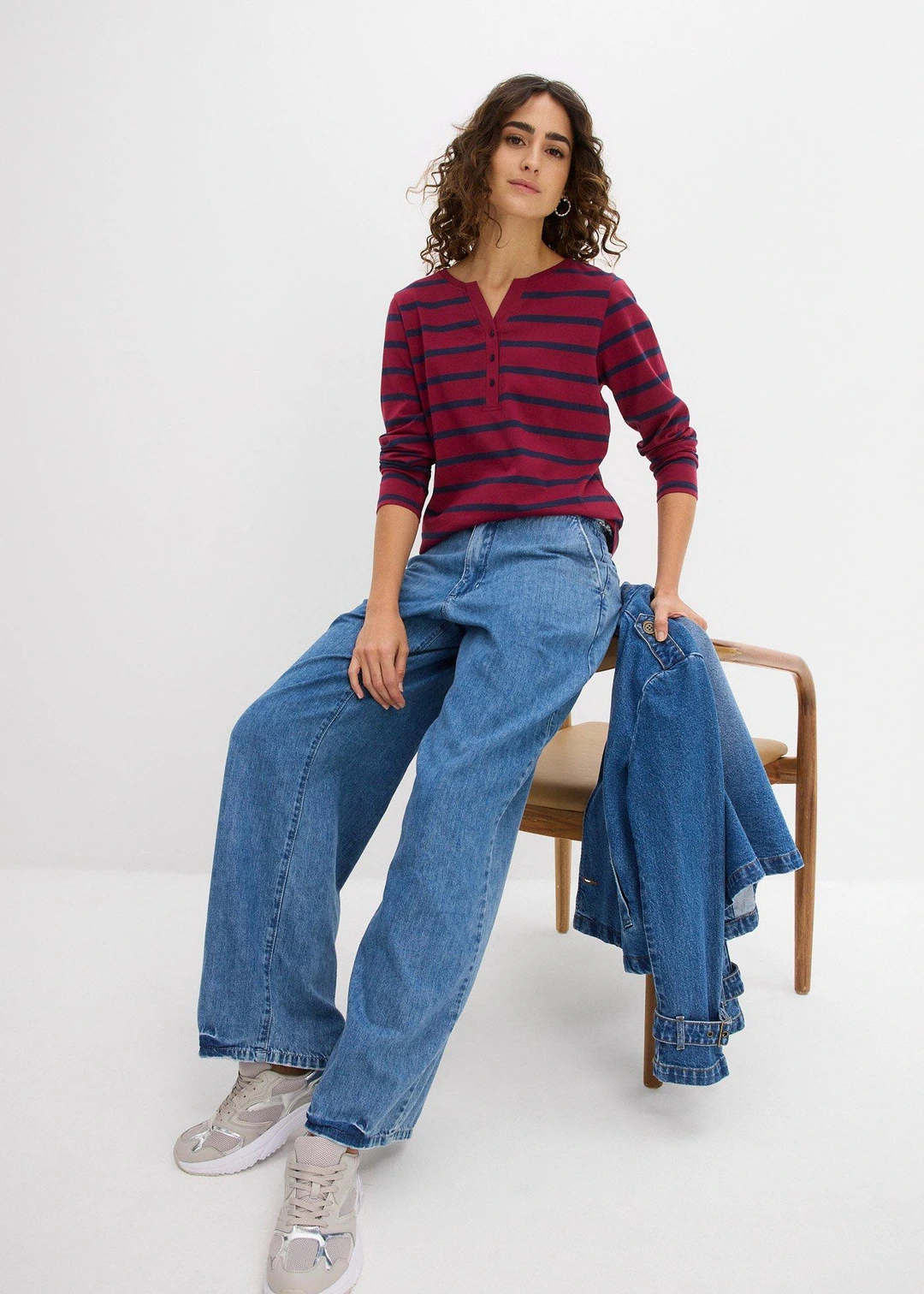 T-shirt col Henley, 100% coton