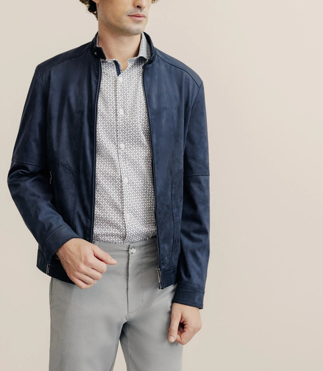 IZAC - Blouson en suédine marine