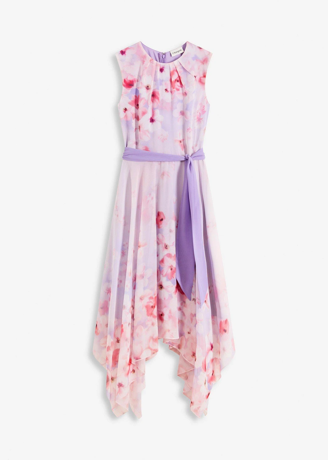 Robe en mousseline avec ceinture à nouer et jupe à pans